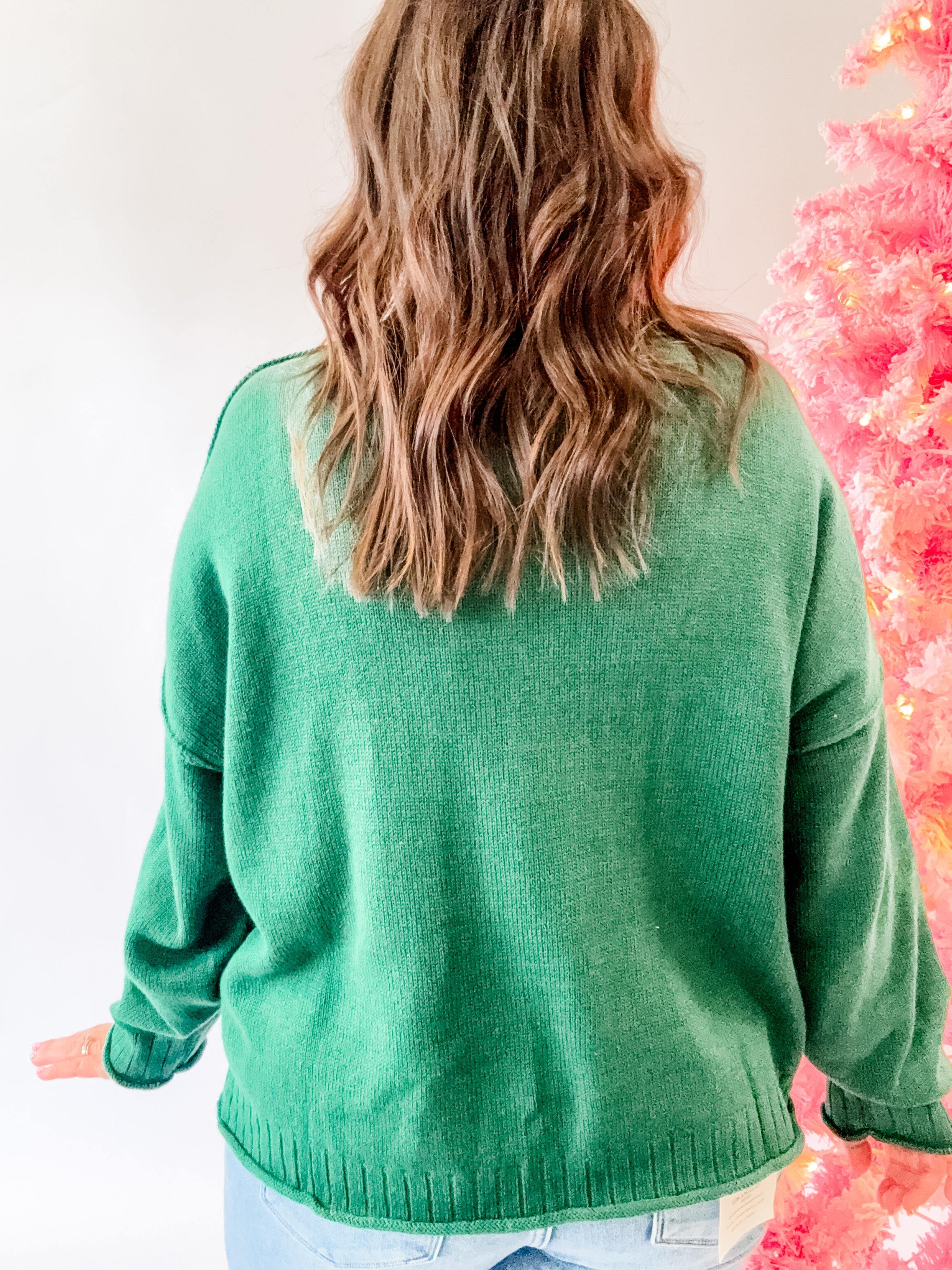 Hunter Green Relaxed Crewneck Sweater - Just a Small Town Girl