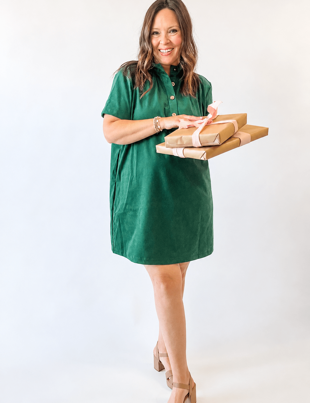 Hunter Green Suede Shift Dress - Just a Small Town Girl