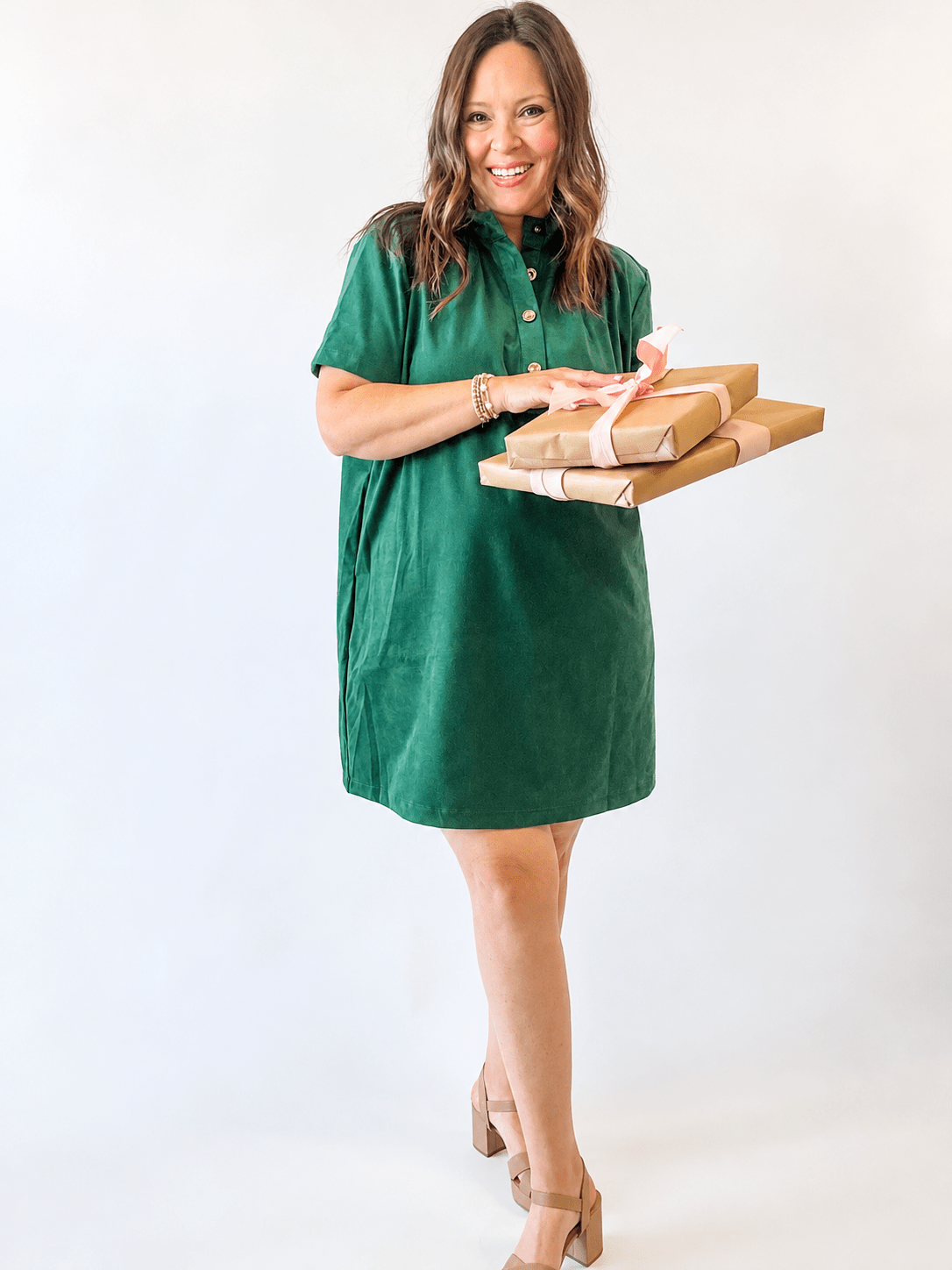 Hunter Green Suede Shift Dress - Just a Small Town Girl