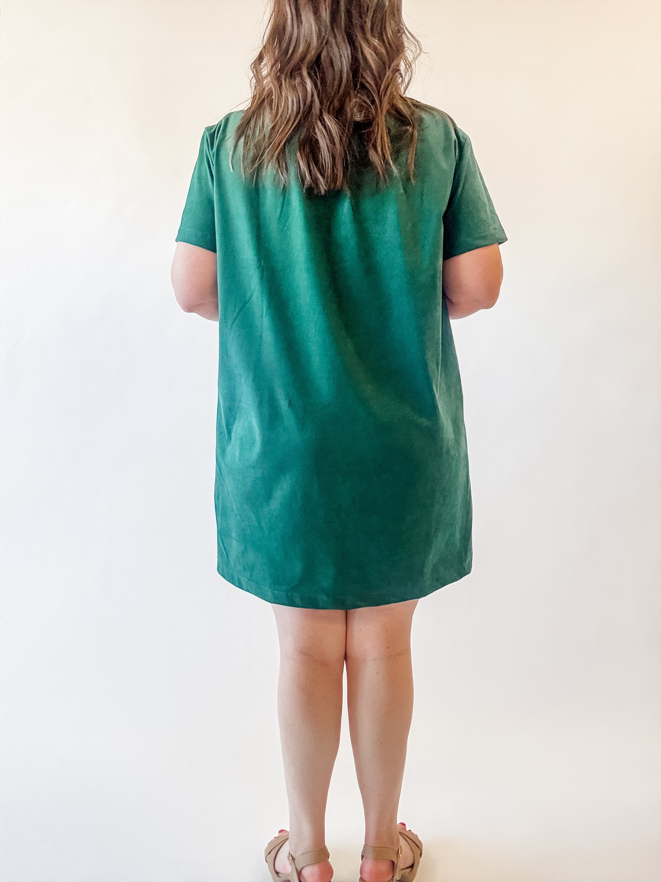 Hunter Green Suede Shift Dress - Just a Small Town Girl