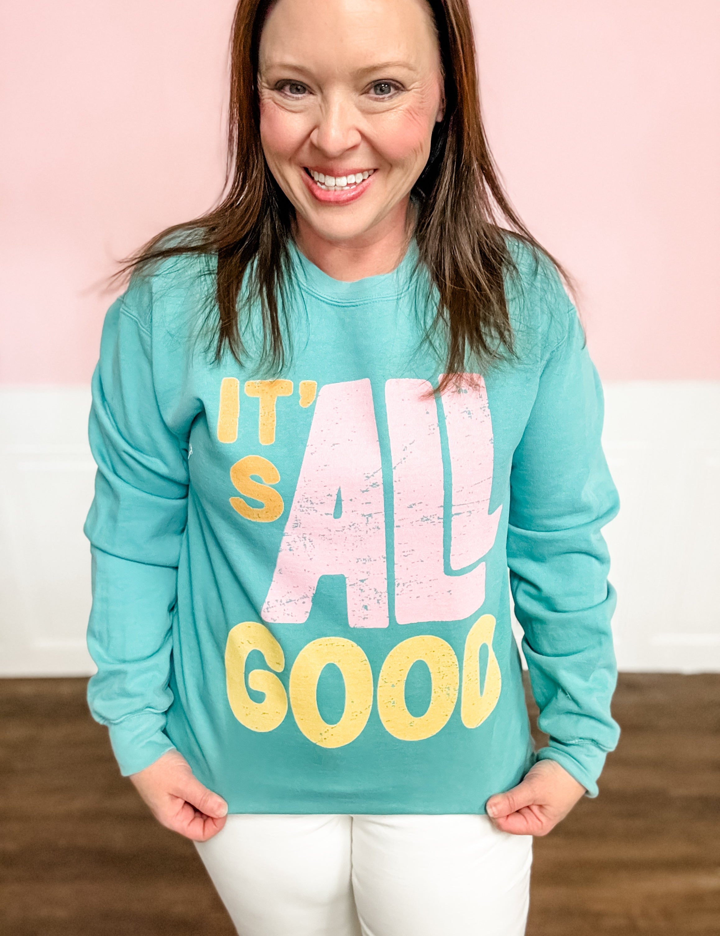 It’s All Good Comfort Colors Sweatshirt - Just a Small Town Girl