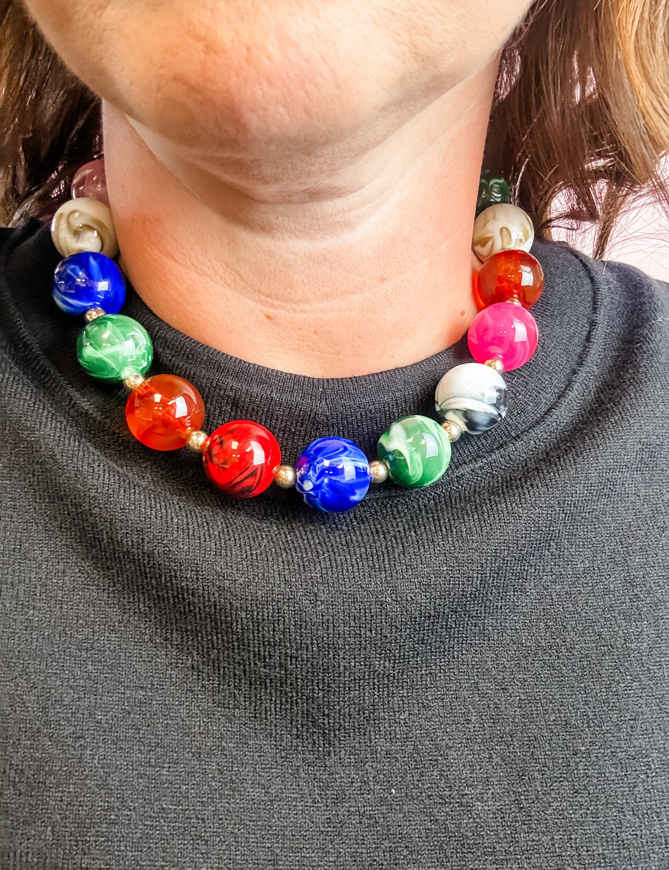 Jewel Tone Mixed Bead Necklace - Just a Small Town Girl