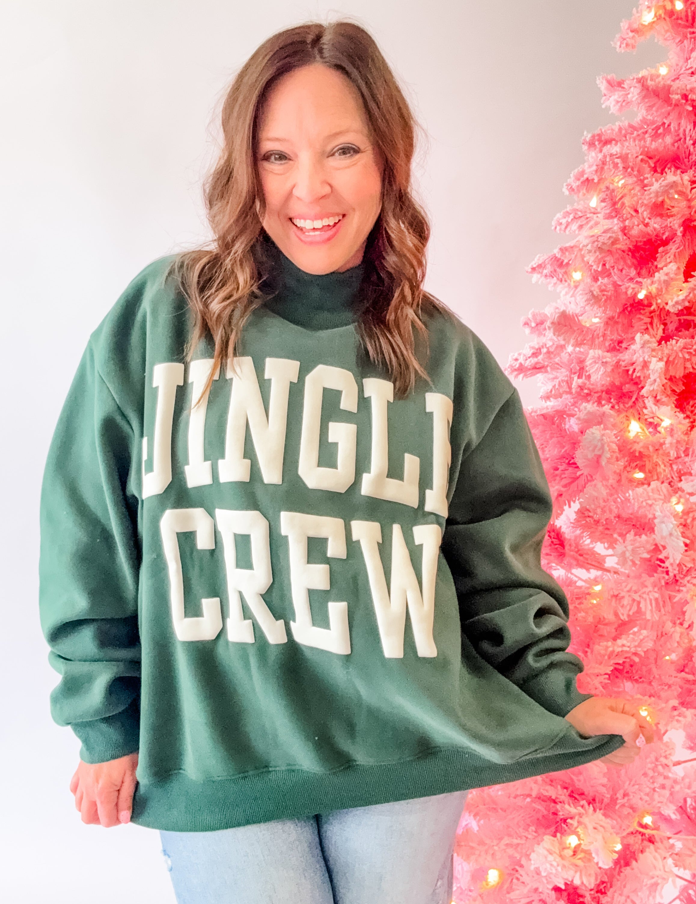 Jingle Crew Mock Neck Sweatshirt - Just a Small Town Girl