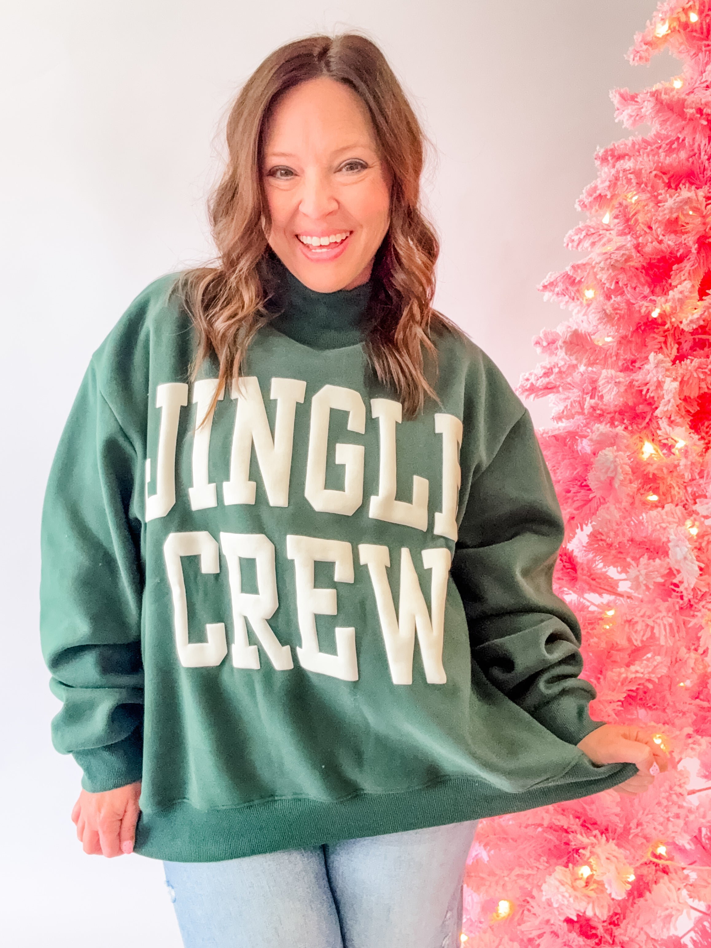 Jingle Crew Mock Neck Sweatshirt - Just a Small Town Girl