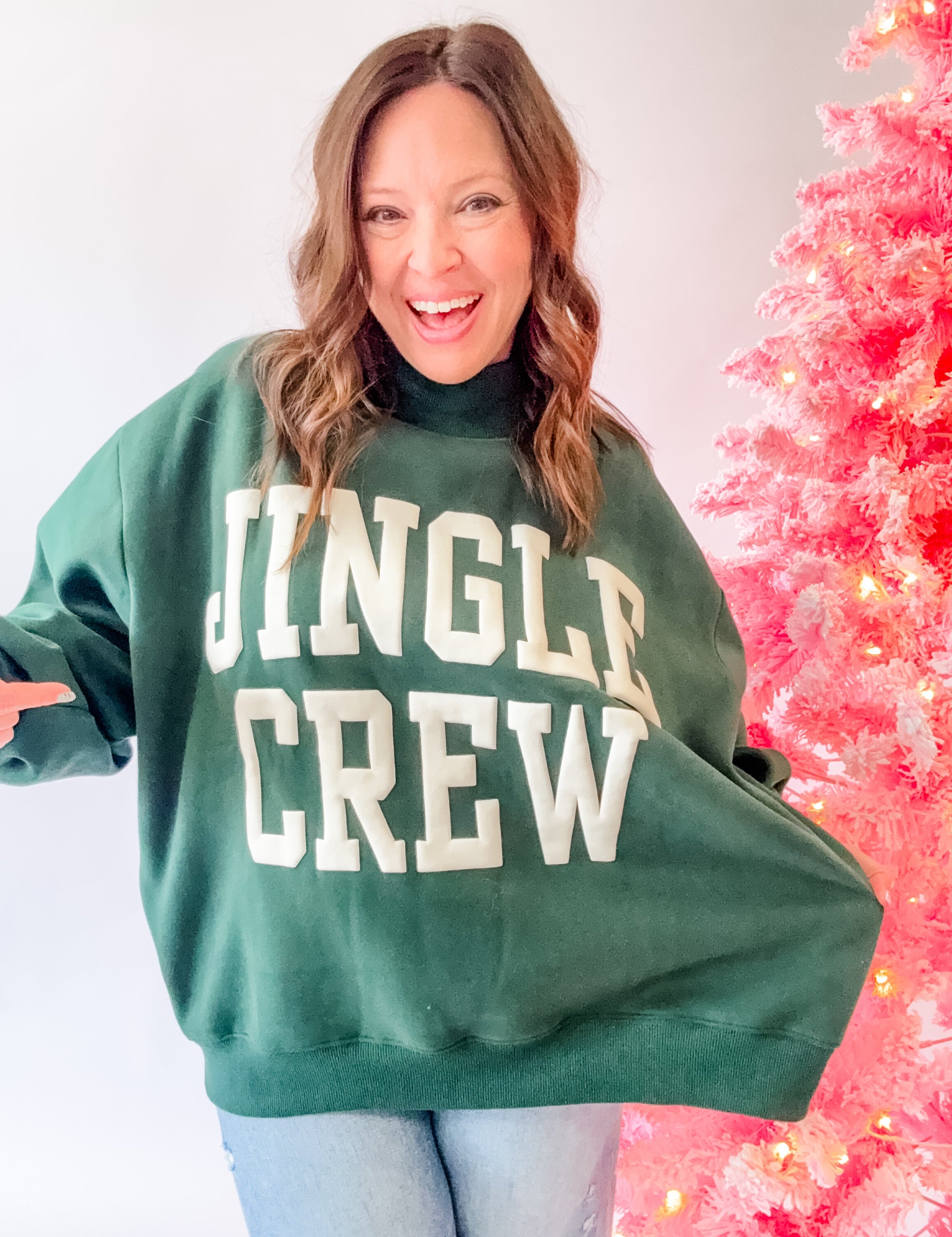 Jingle Crew Mock Neck Sweatshirt - Just a Small Town Girl
