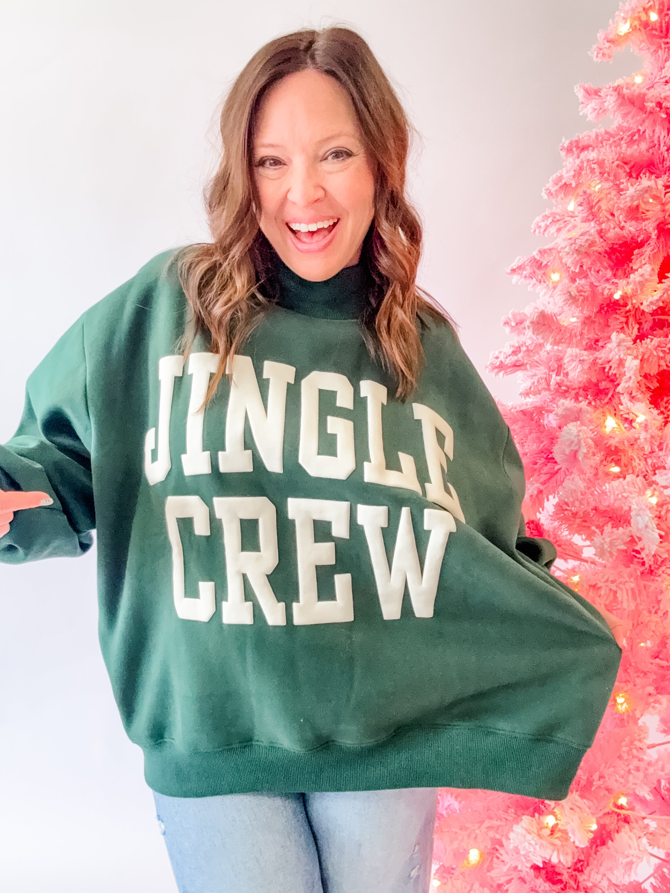 Jingle Crew Mock Neck Sweatshirt - Just a Small Town Girl