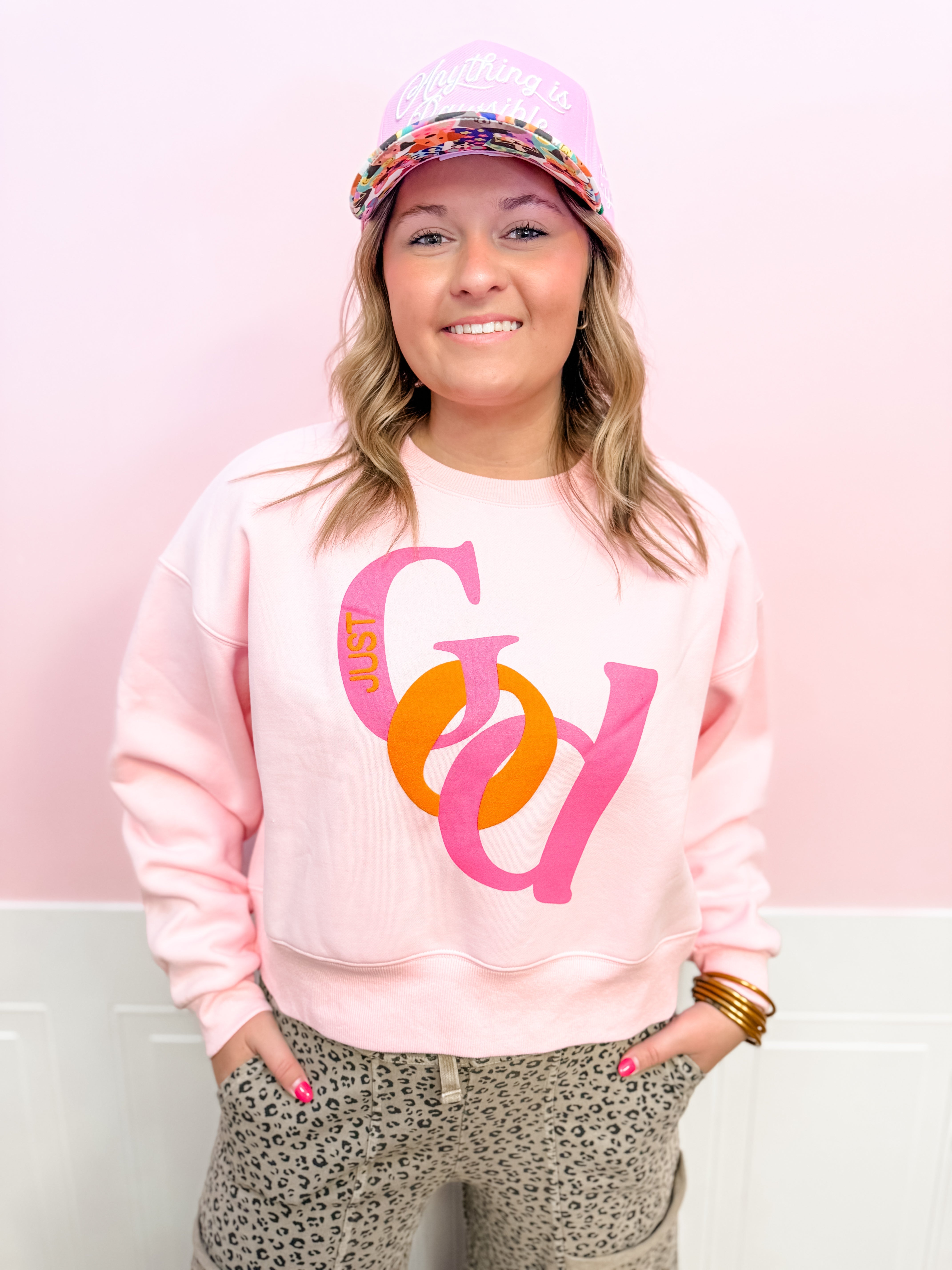 Just God Cropped Sweatshirt - Just a Small Town Girl