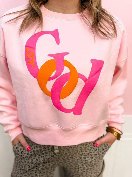 Just God Cropped Sweatshirt - Just a Small Town Girl