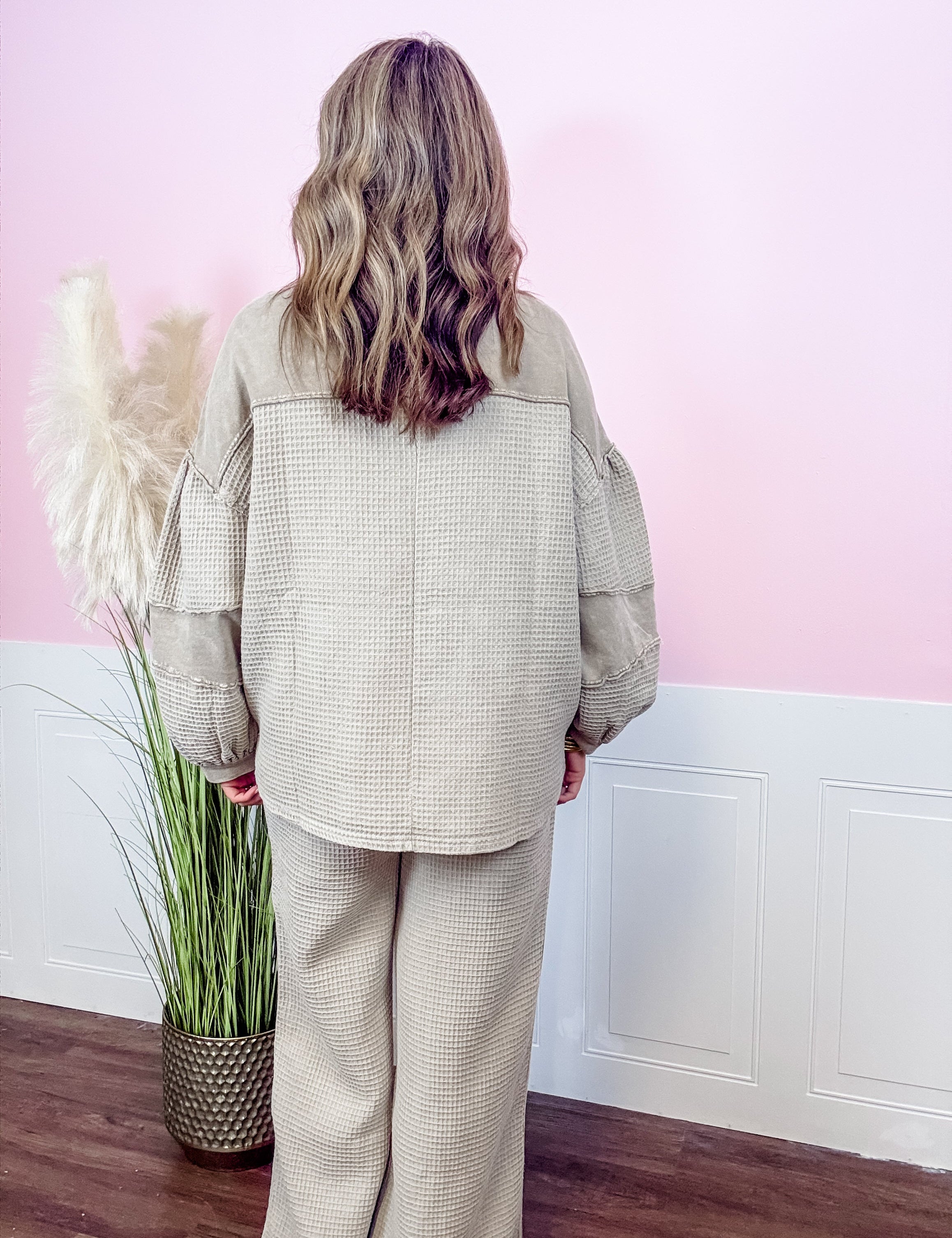 Khaki Ribbed Thermal Top - Just a Small Town Girl