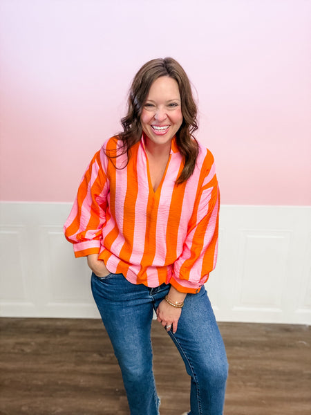 Kickoff Classic Stripe Blouse - Just a Small Town Girl