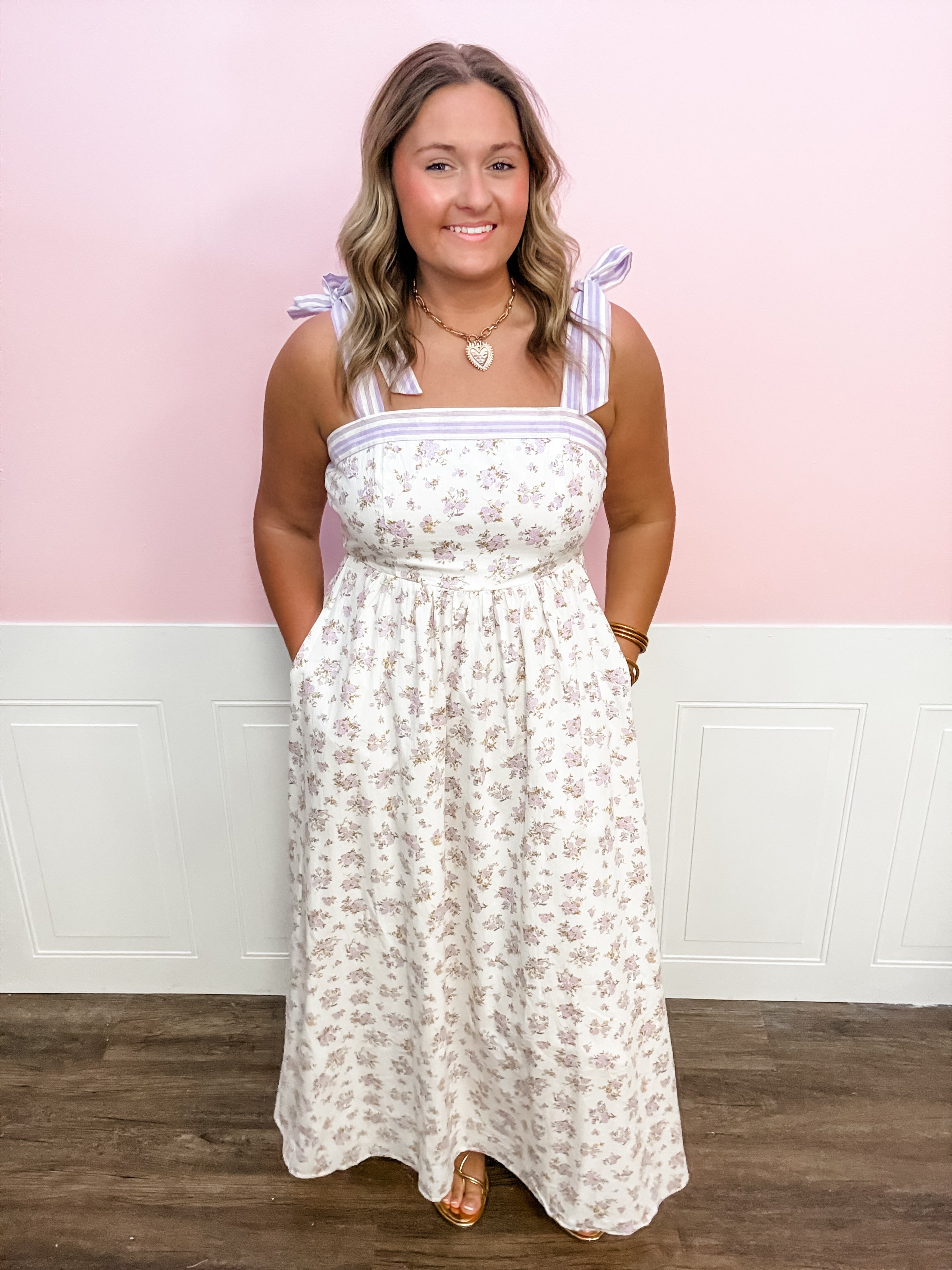 Lavender Fields Tie Strap Dress - Just a Small Town Girl