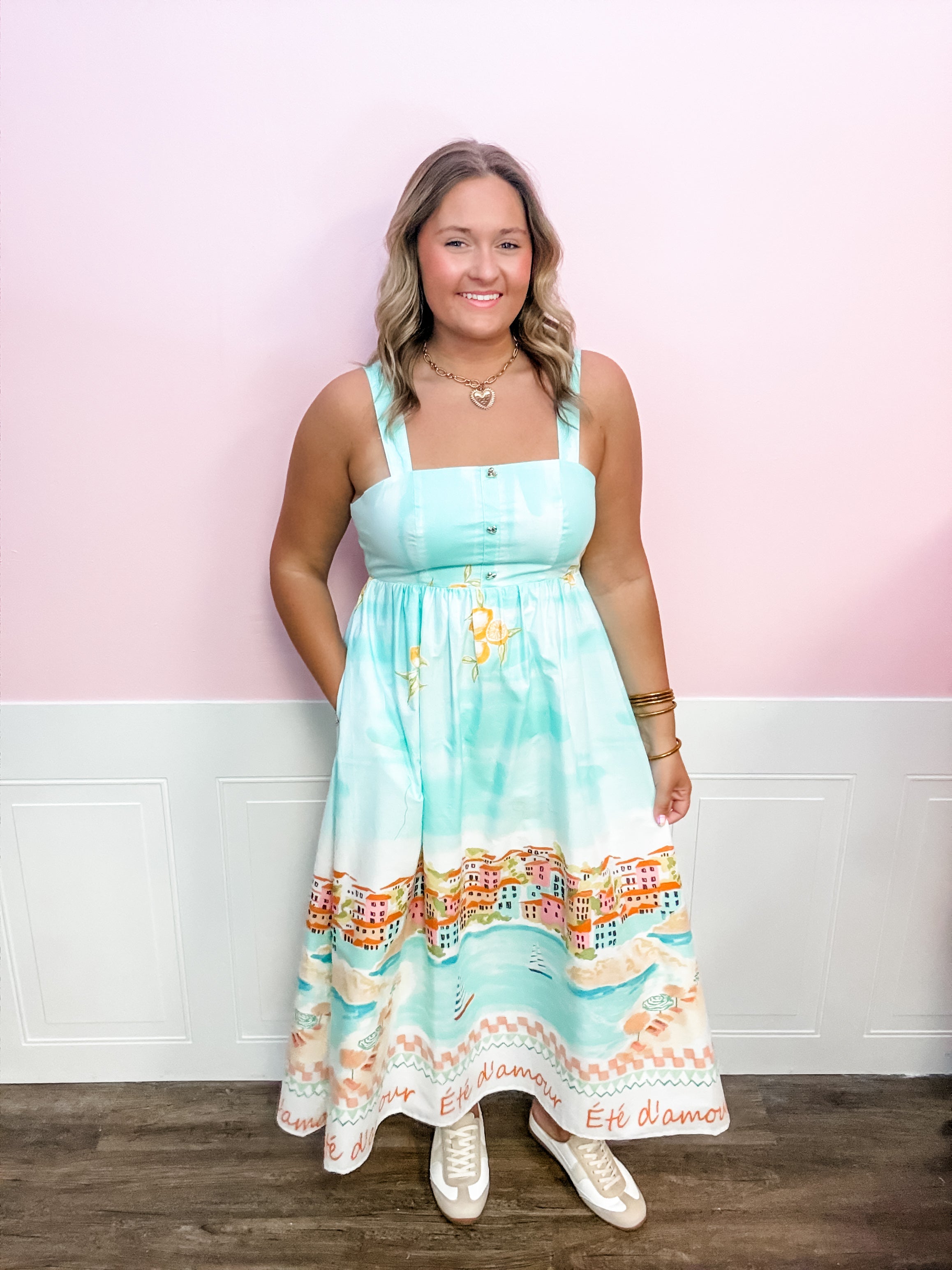 Lemon Coastline Maxi Dress - Just a Small Town Girl