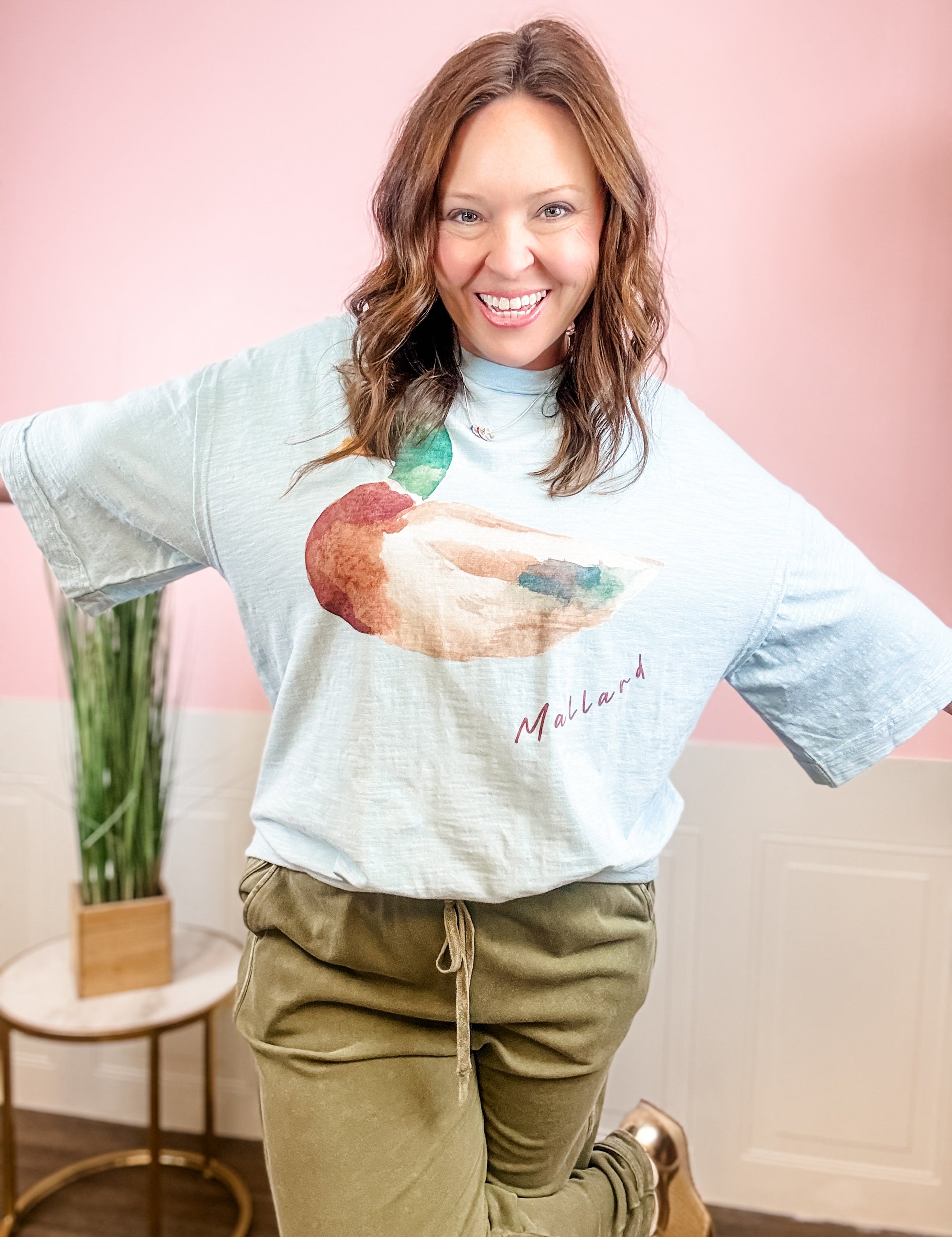 Light Blue Mallard Graphic Tee - Just a Small Town Girl
