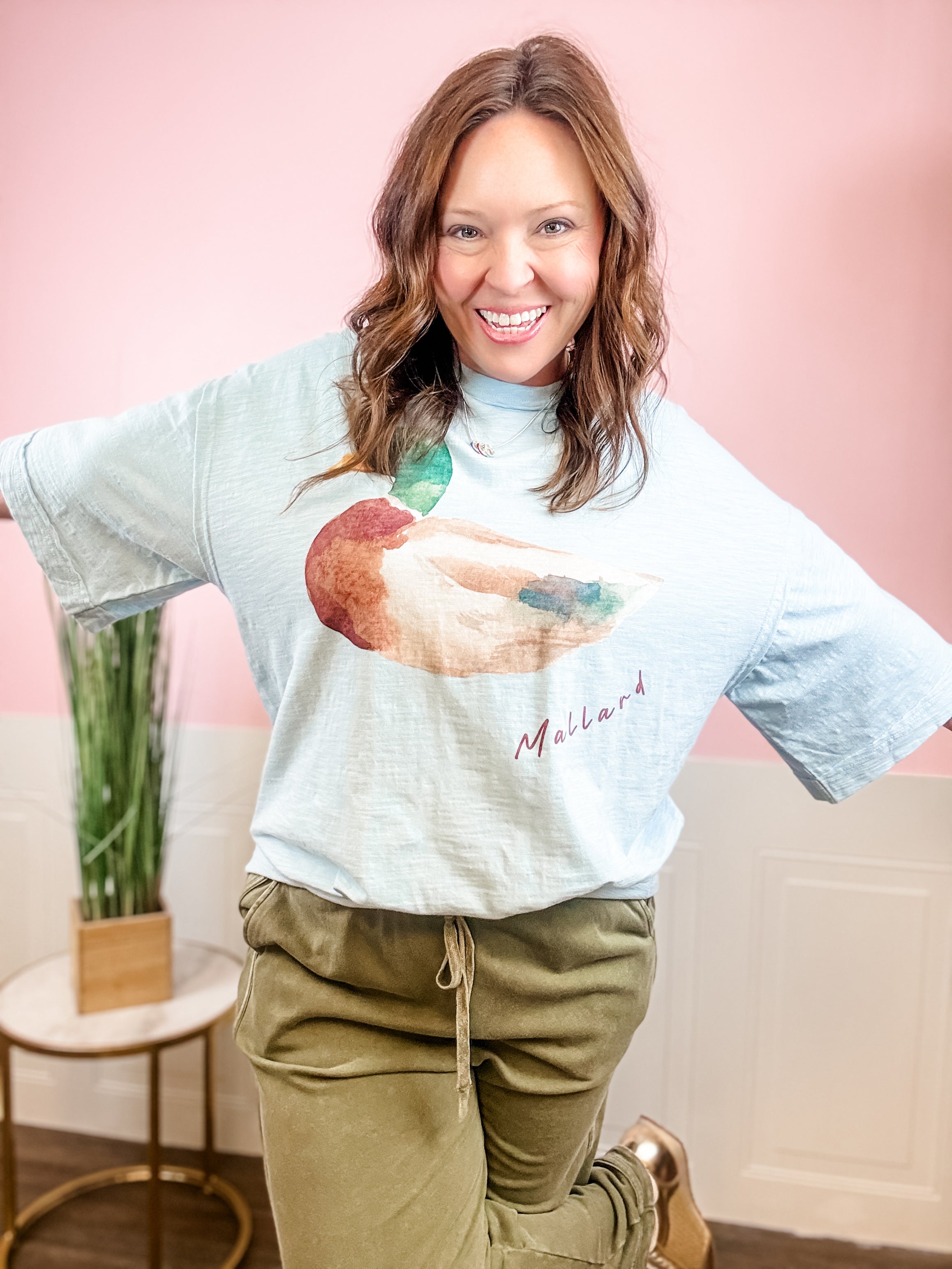 Light Blue Mallard Graphic Tee - Just a Small Town Girl