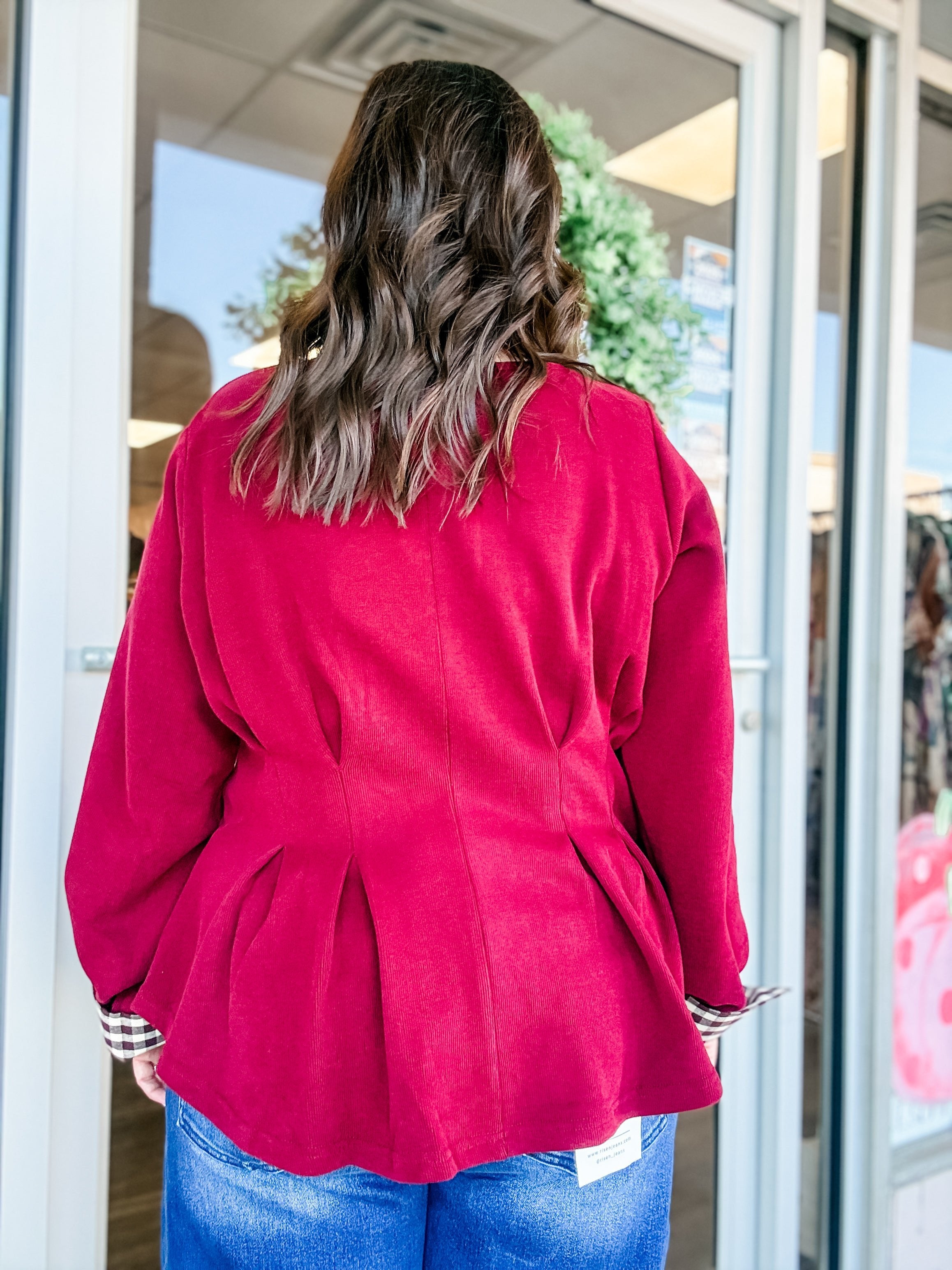 Long Sleeve Top with Striped Hem - Just a Small Town Girl