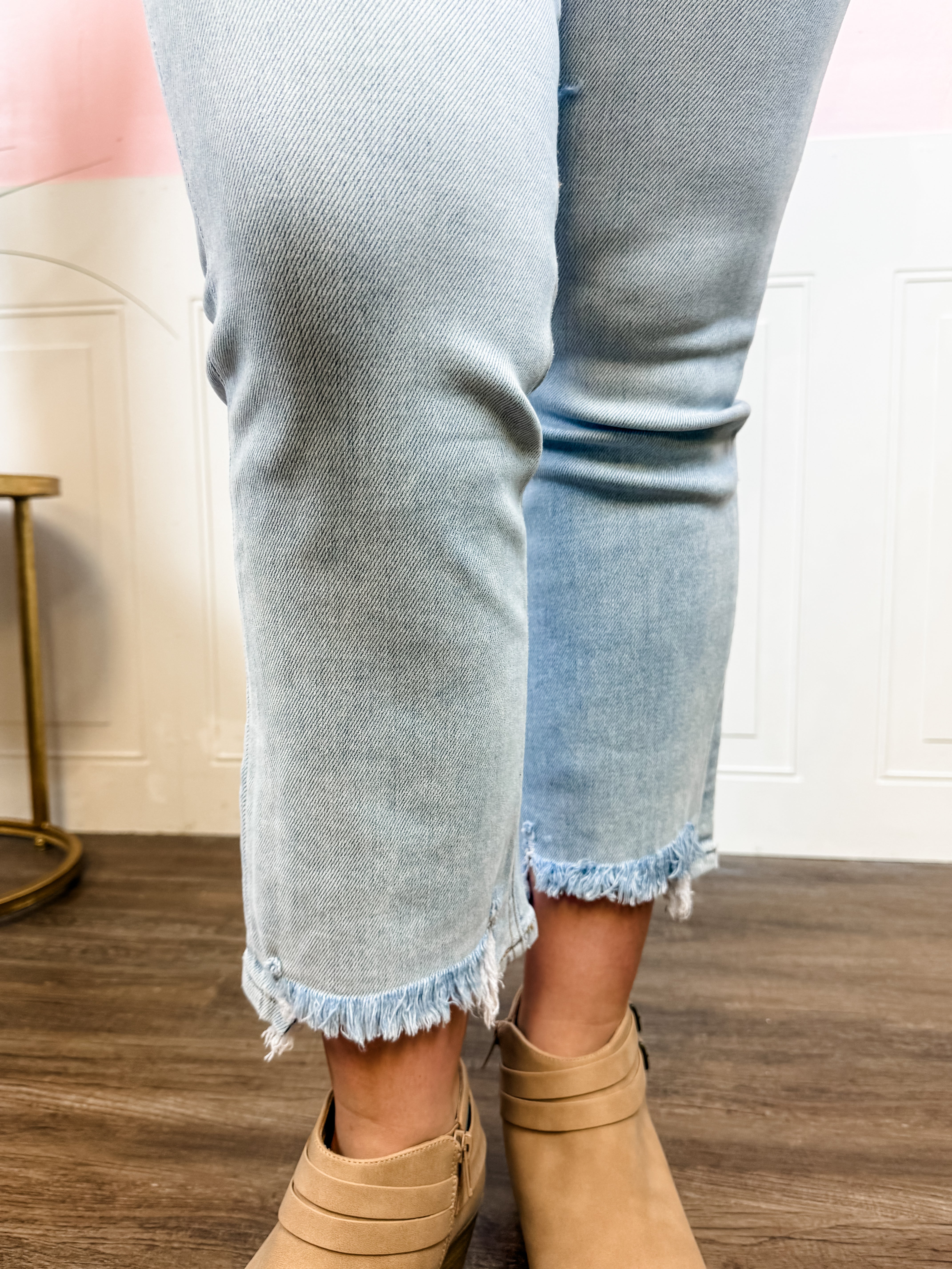 Lovervet High Rise Kick Flare Light Wash - Just a Small Town Girl