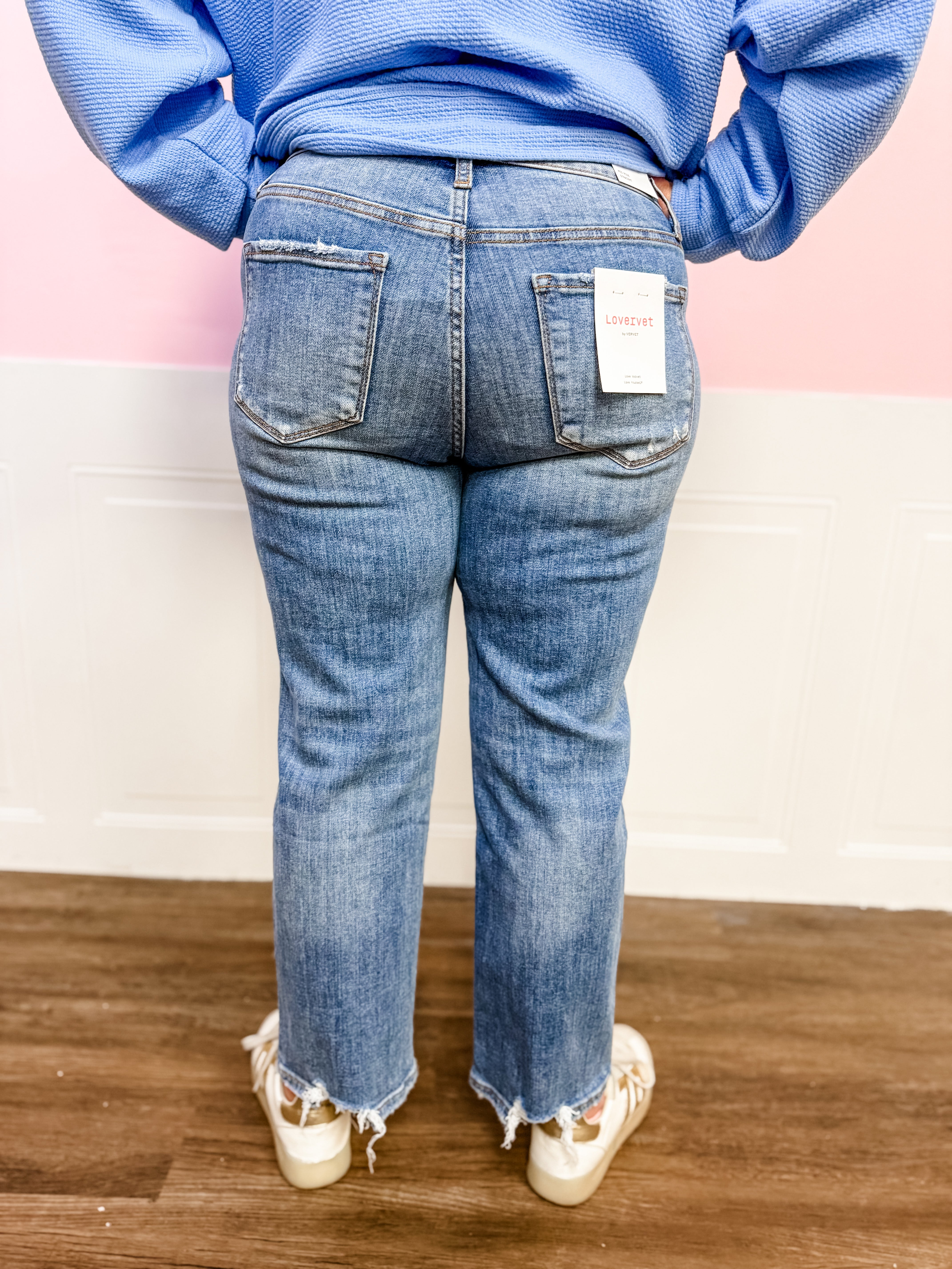 Lovervet Mid Rise Crop Straight Jean - Just a Small Town Girl