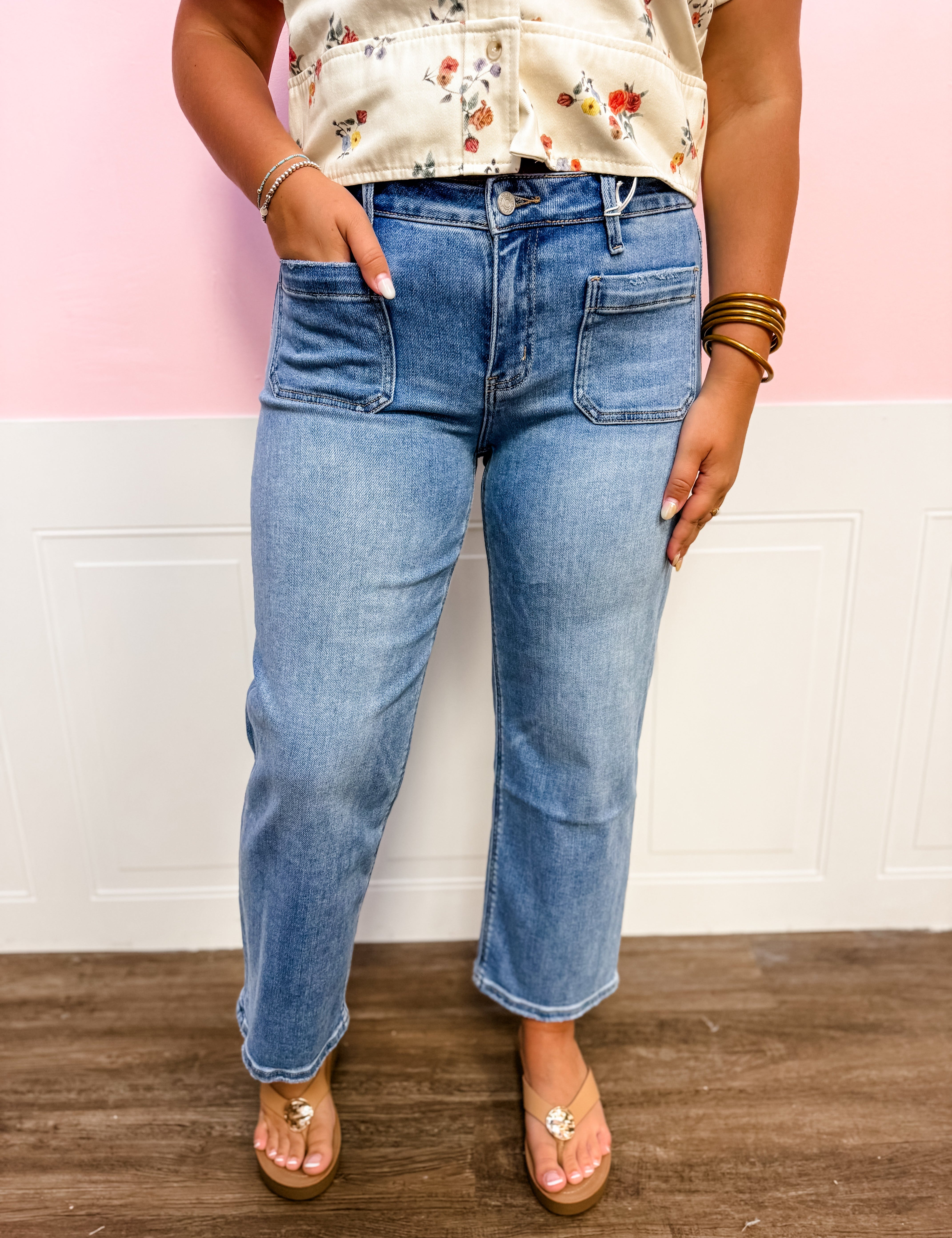 Lovervet Mid Rise Slim Wide With Patch - Just a Small Town Girl