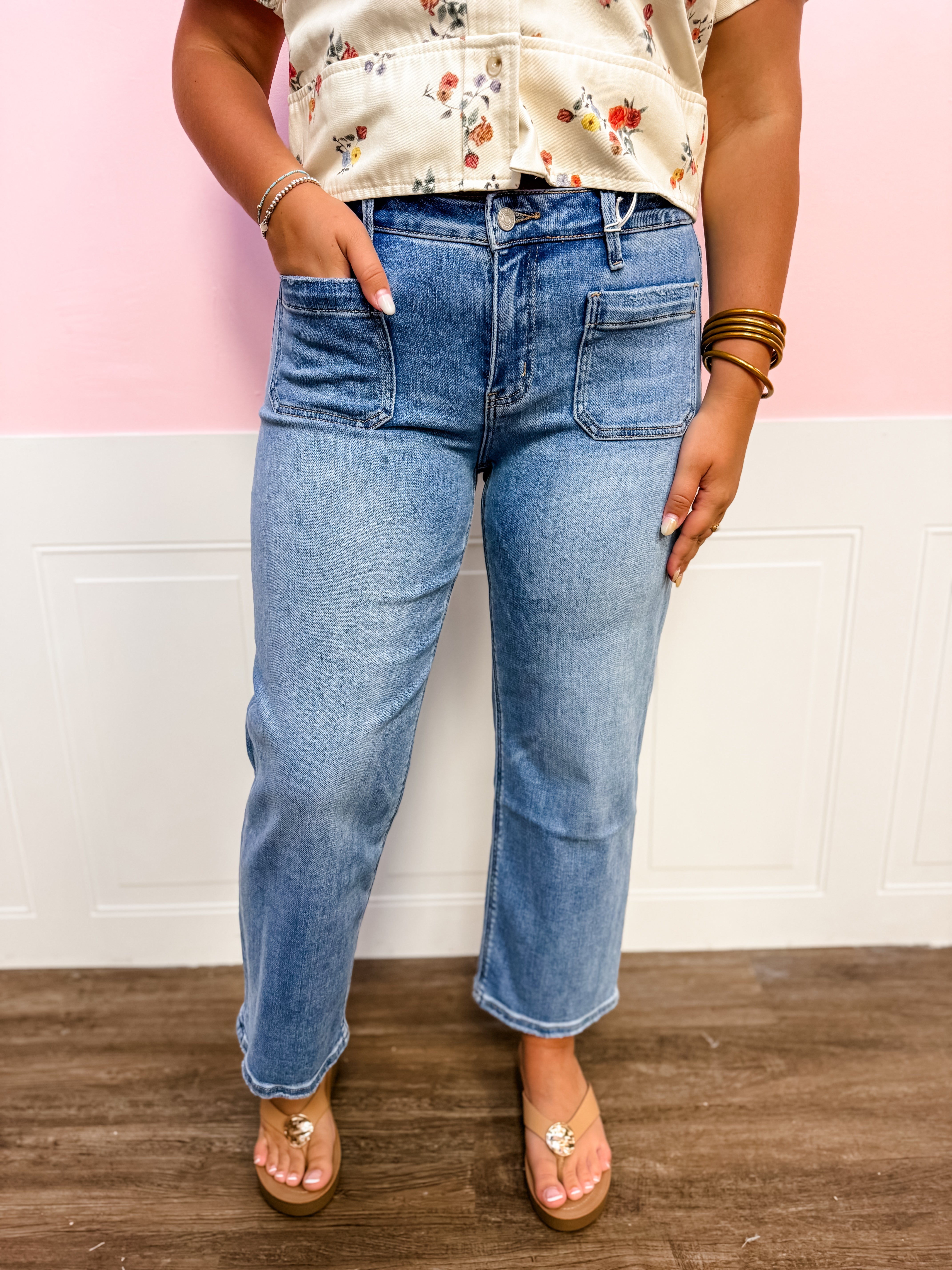 Lovervet Mid Rise Slim Wide With Patch - Just a Small Town Girl