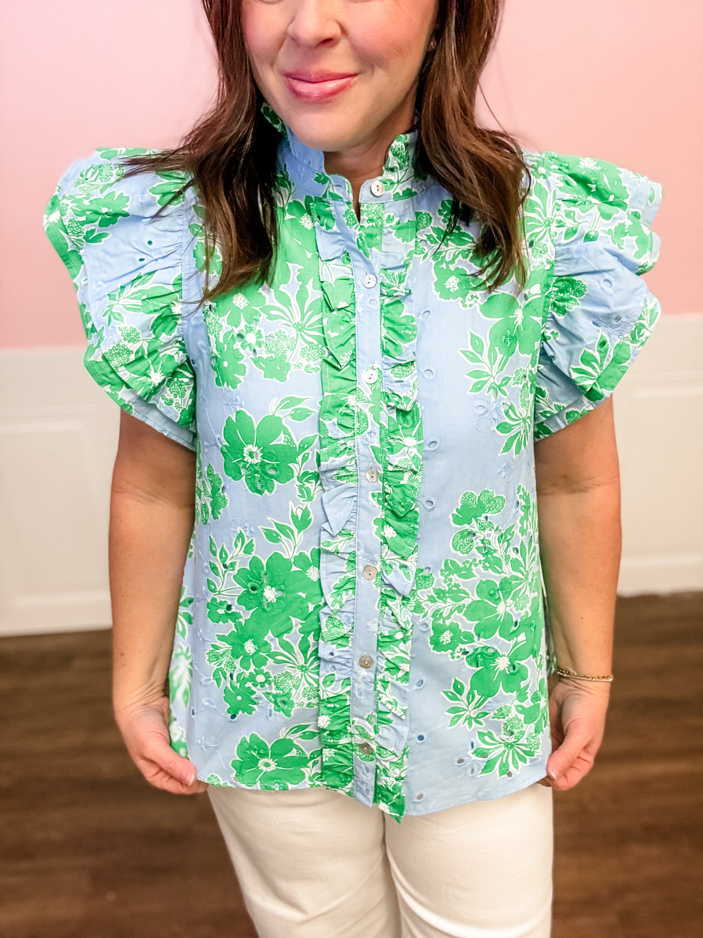 Lucky Bloom Ruffle Top - Just a Small Town Girl