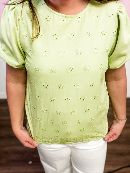 Lucky Charm Eyelet Blouse - Just a Small Town Girl