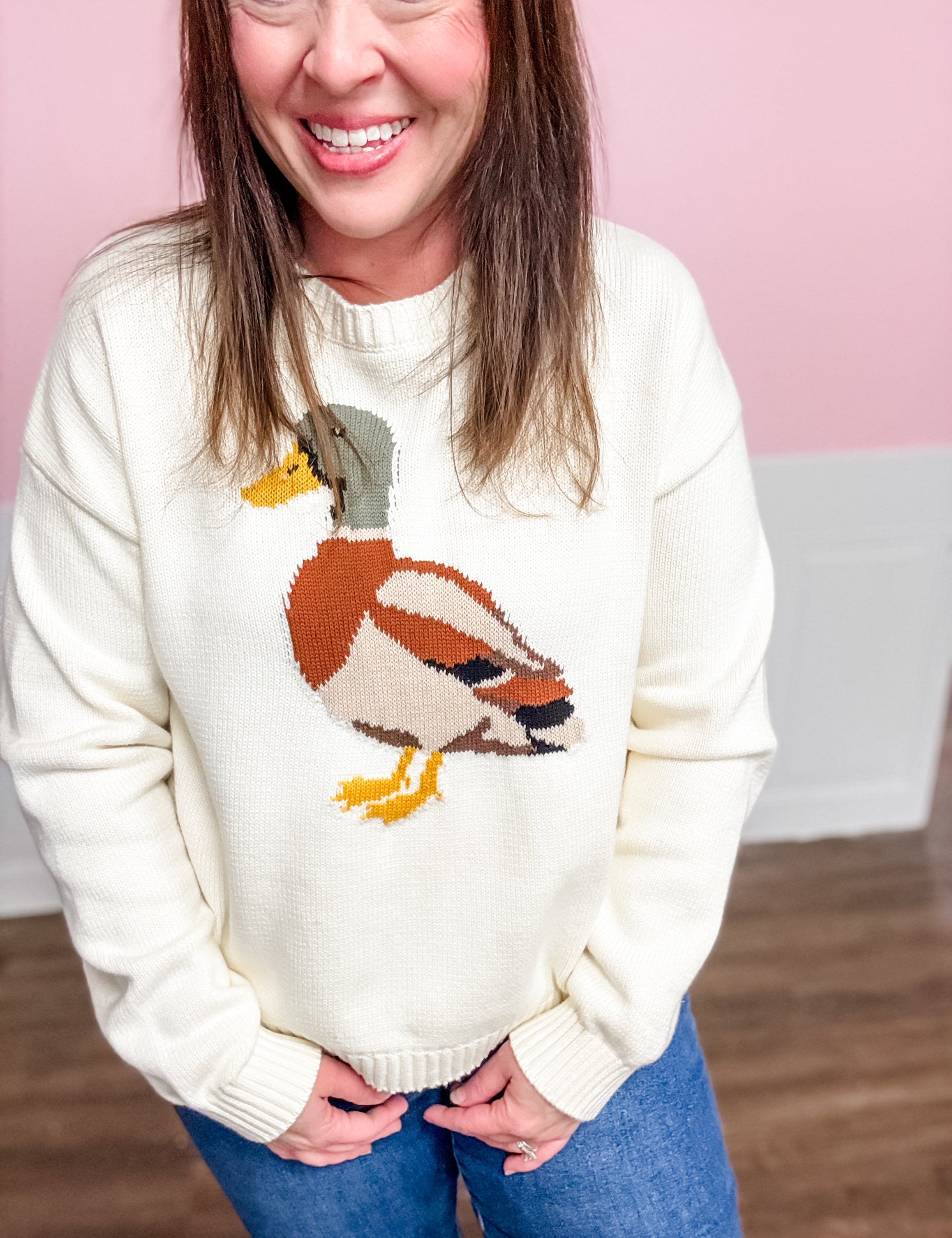 Lucky Duck Knit Sweater - Just a Small Town Girl
