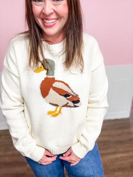 Lucky Duck Knit Sweater - Just a Small Town Girl
