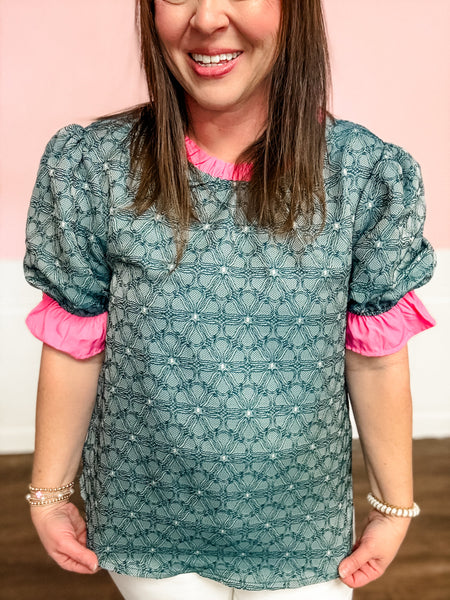 Lucky Lace Puff Sleeve Top - Just a Small Town Girl