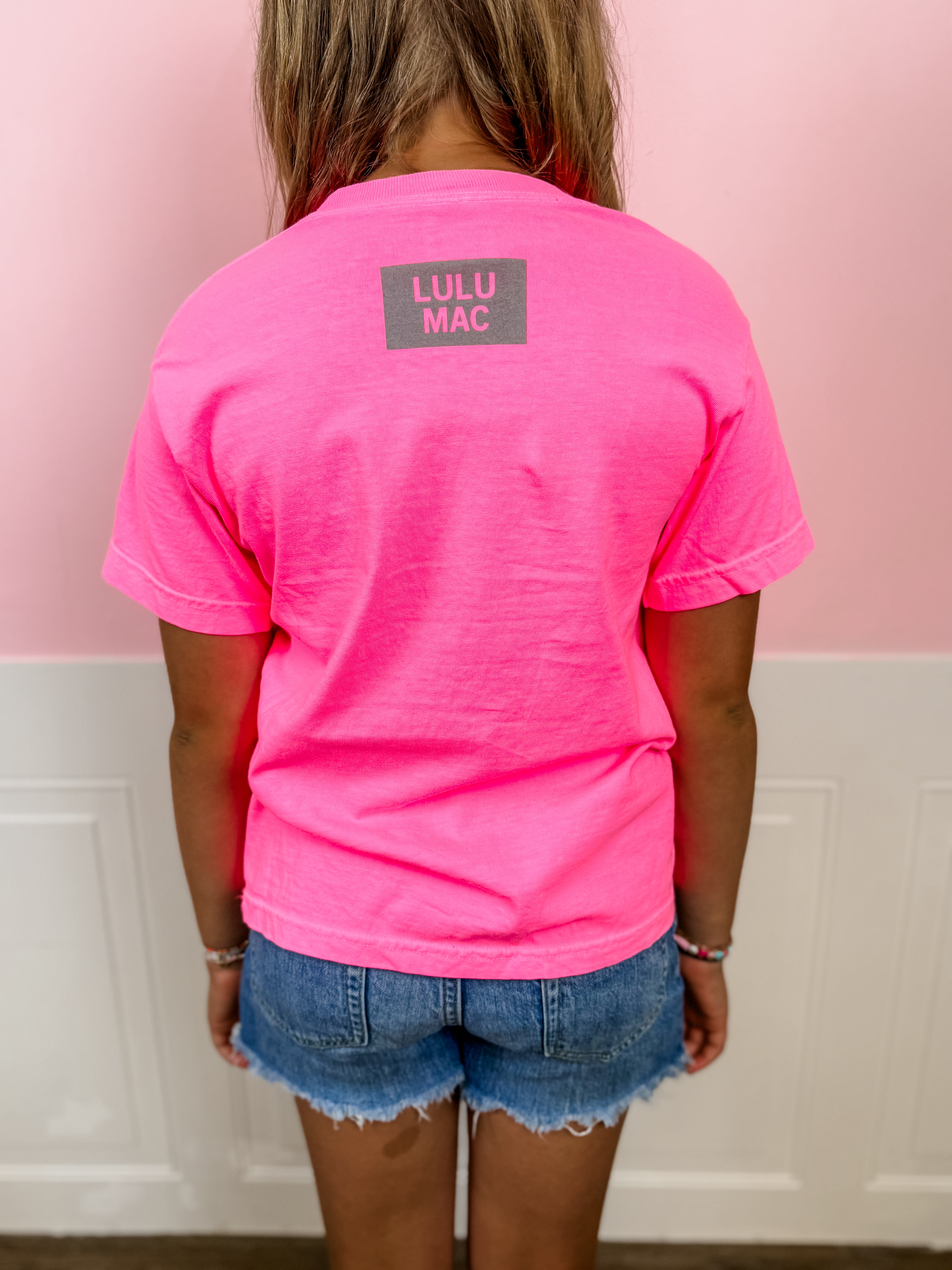 Lulu Mac: Grey Camo Neon Pink Tee - Just a Small Town Girl