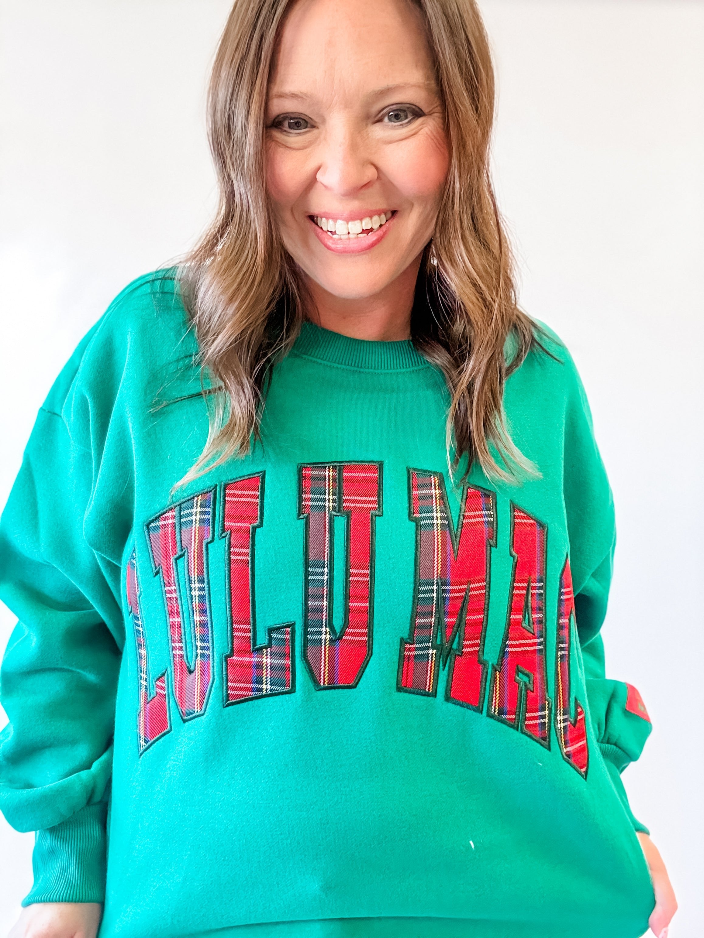 Lulu Mac Plaid Sweatshirt: green - Just a Small Town Girl