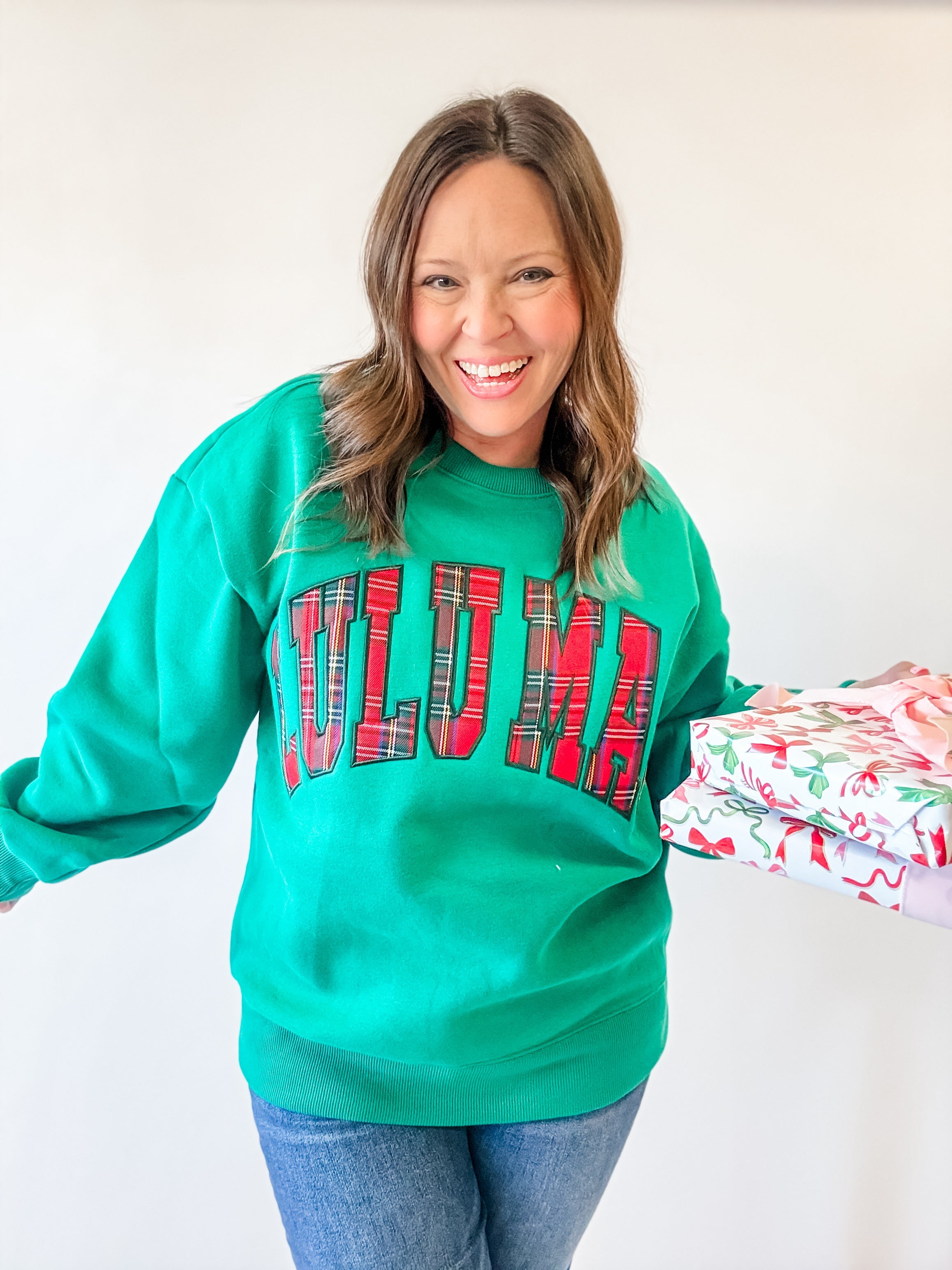 Lulu Mac Plaid Sweatshirt: green - Just a Small Town Girl