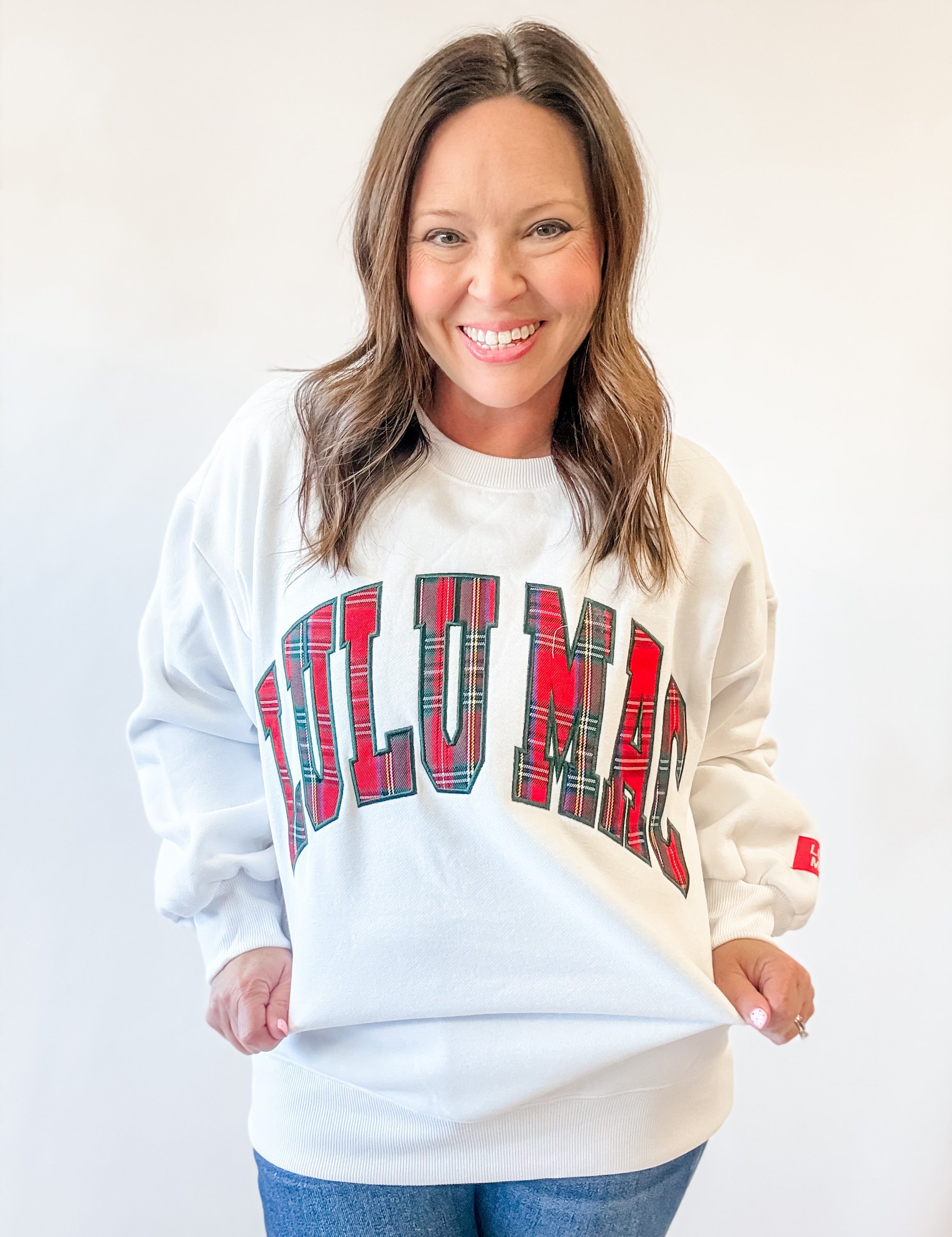 Lulu Mac Plaid Sweatshirt – White - Just a Small Town Girl