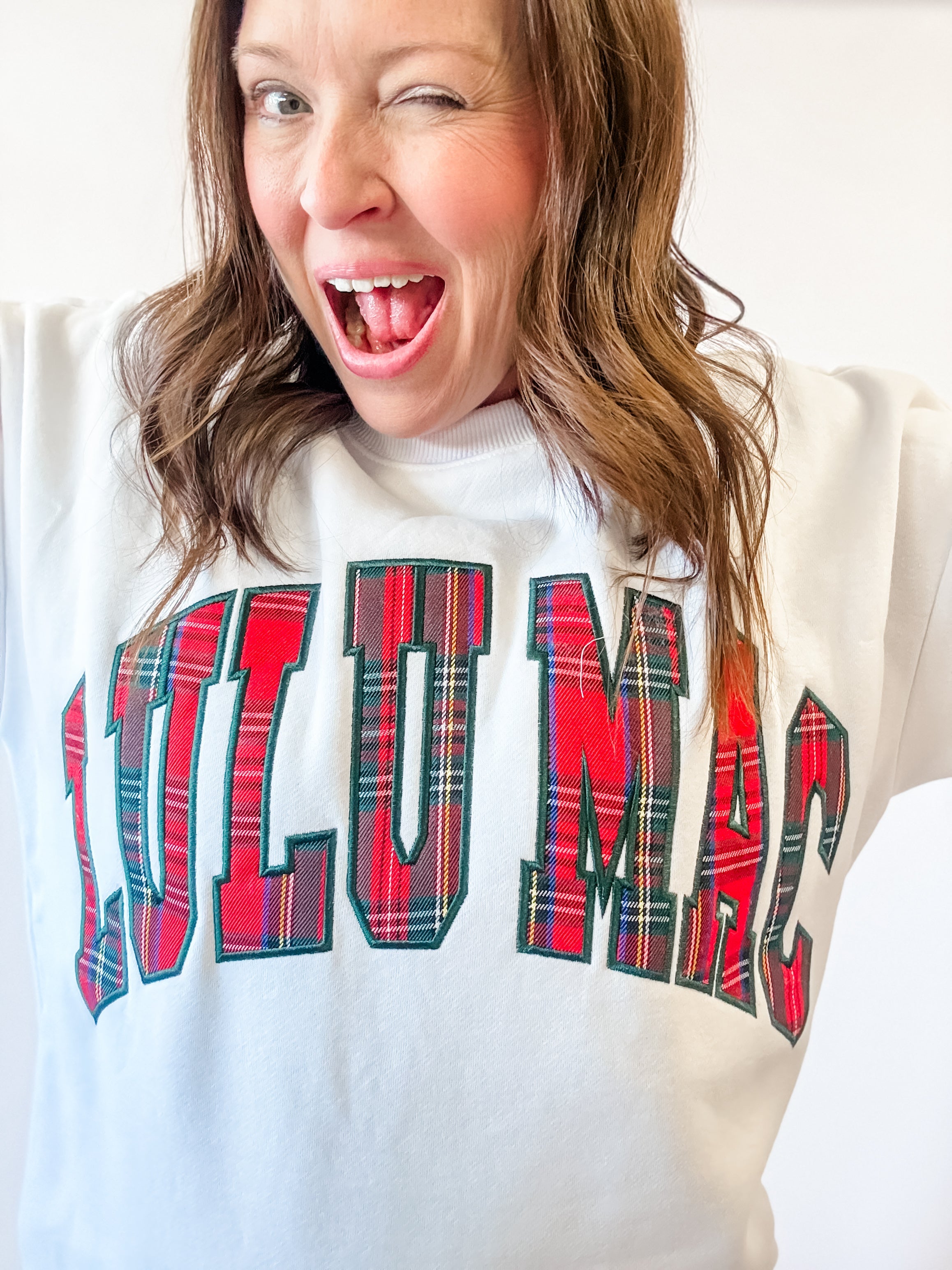 Lulu Mac Plaid Sweatshirt – White - Just a Small Town Girl