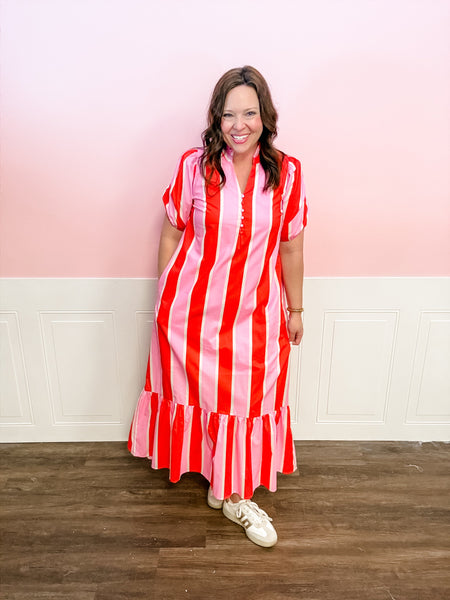 Main Street Stripe Midi Dress - Just a Small Town Girl