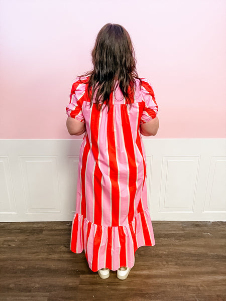 Main Street Stripe Midi Dress - Just a Small Town Girl