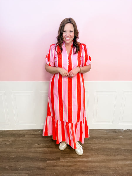 Main Street Stripe Midi Dress - Just a Small Town Girl
