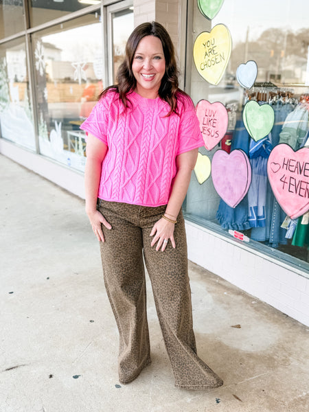 Mica Leopard Super High Wild Leg Jean - Just a Small Town Girl