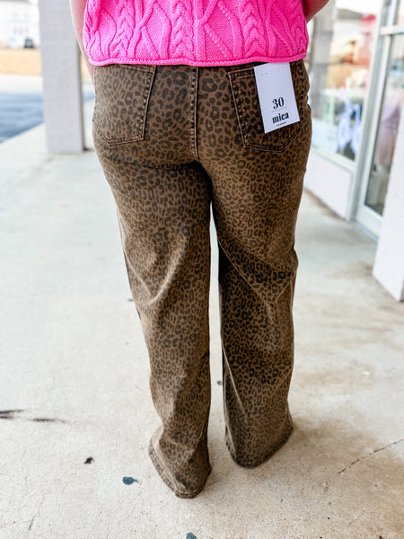 Mica Leopard Super High Wild Leg Jean - Just a Small Town Girl
