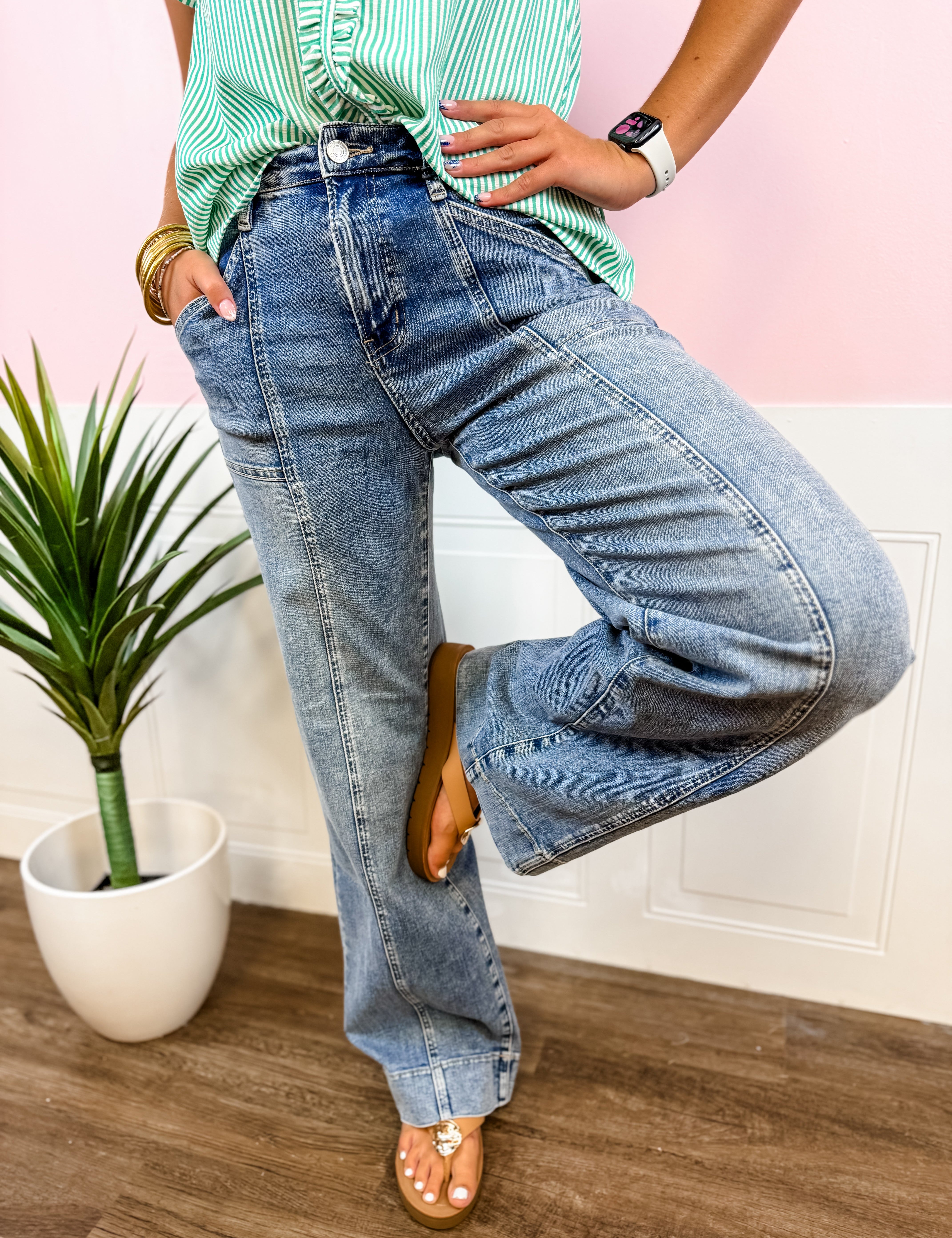 Mica Utility Stitch Wide Leg Jeans - Just a Small Town Girl