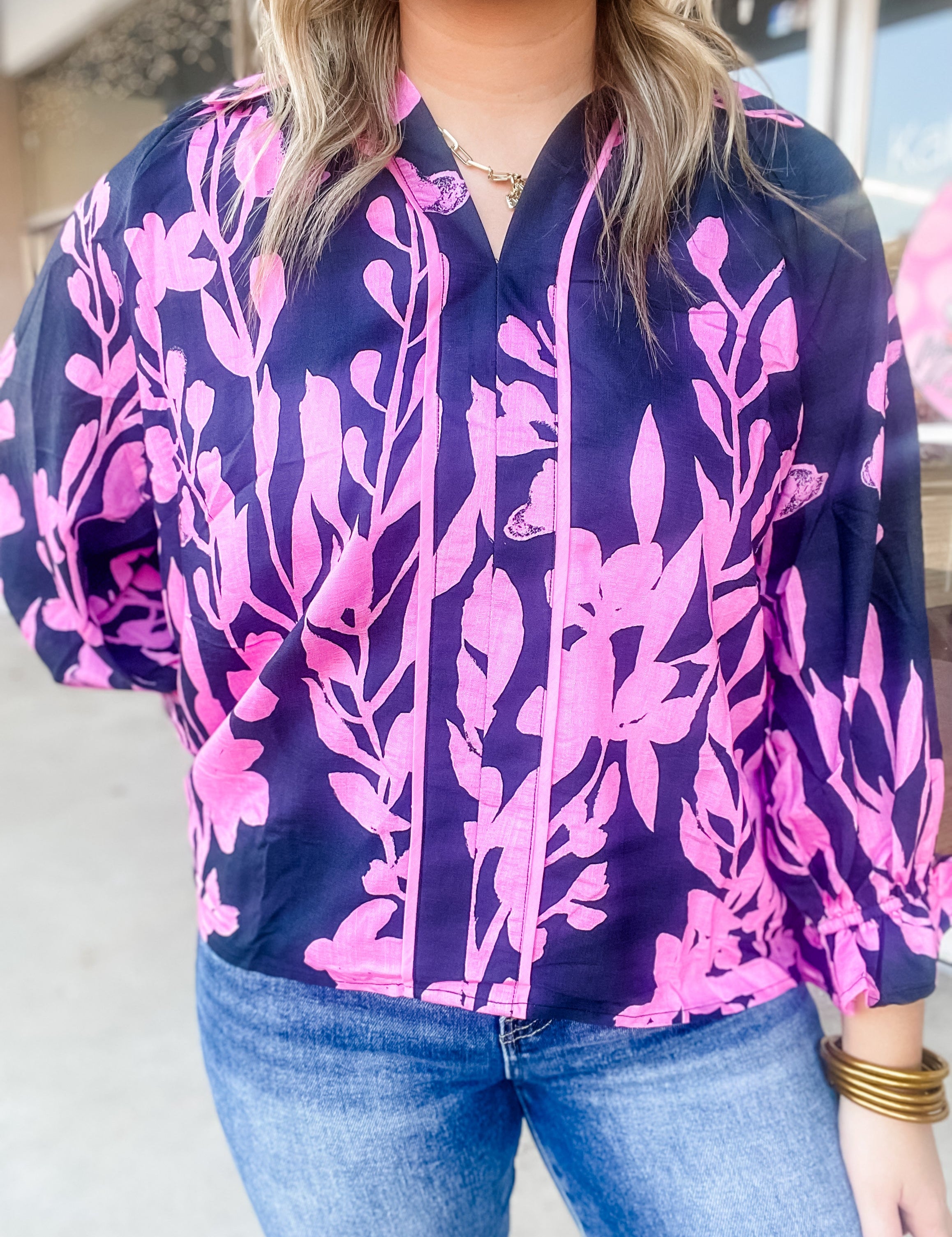 Midnight Bloom Blouse - Just a Small Town Girl