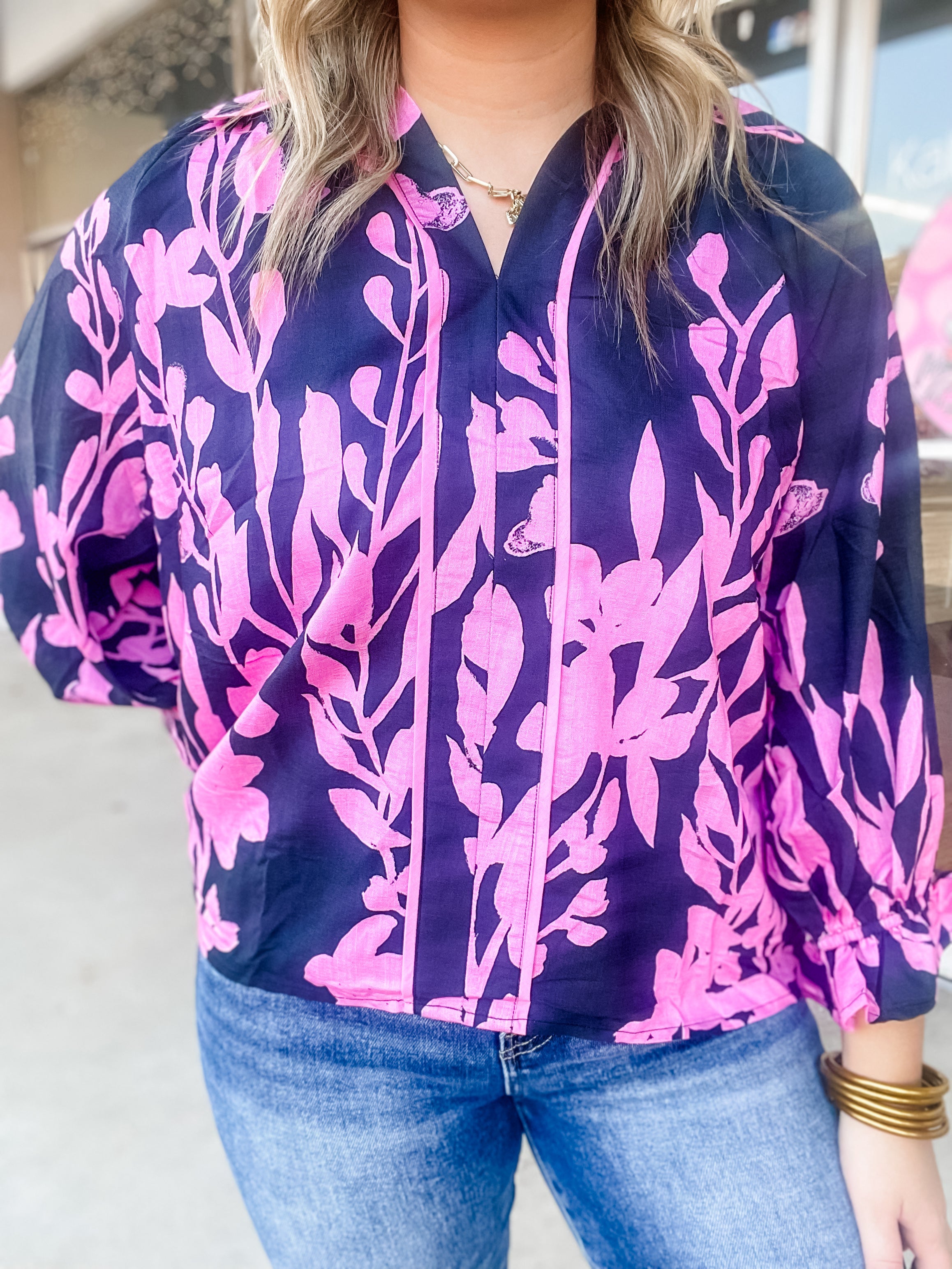 Midnight Bloom Blouse - Just a Small Town Girl