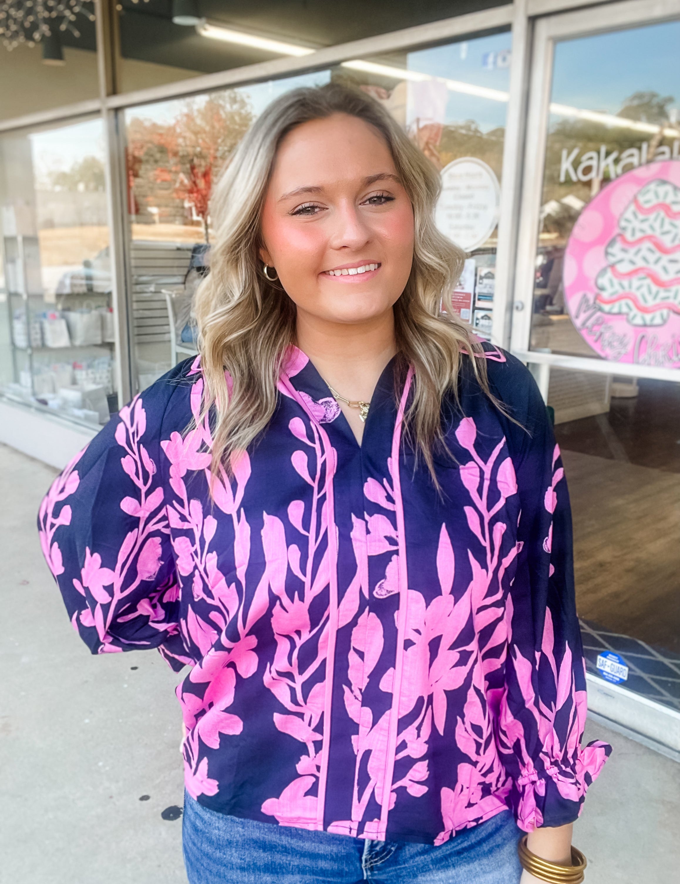 Midnight Bloom Blouse - Just a Small Town Girl