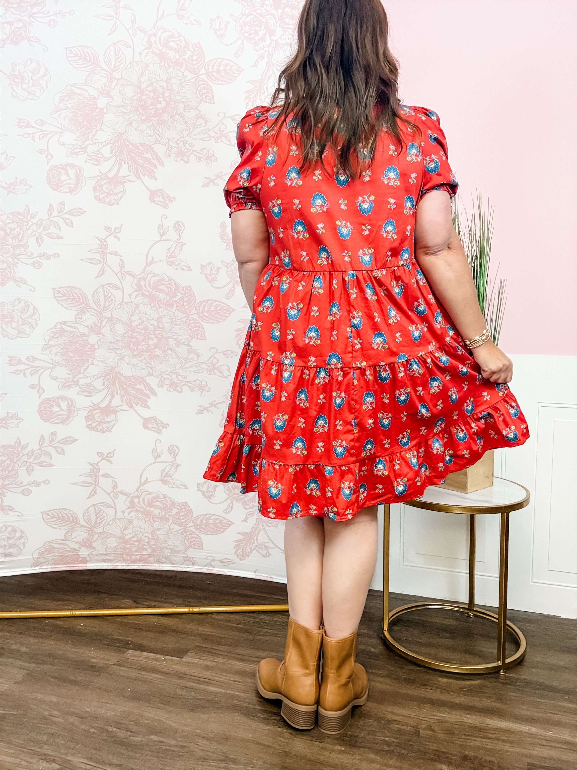 Midnight Bloom Floral Ruffle Hem Dress - Just a Small Town Girl