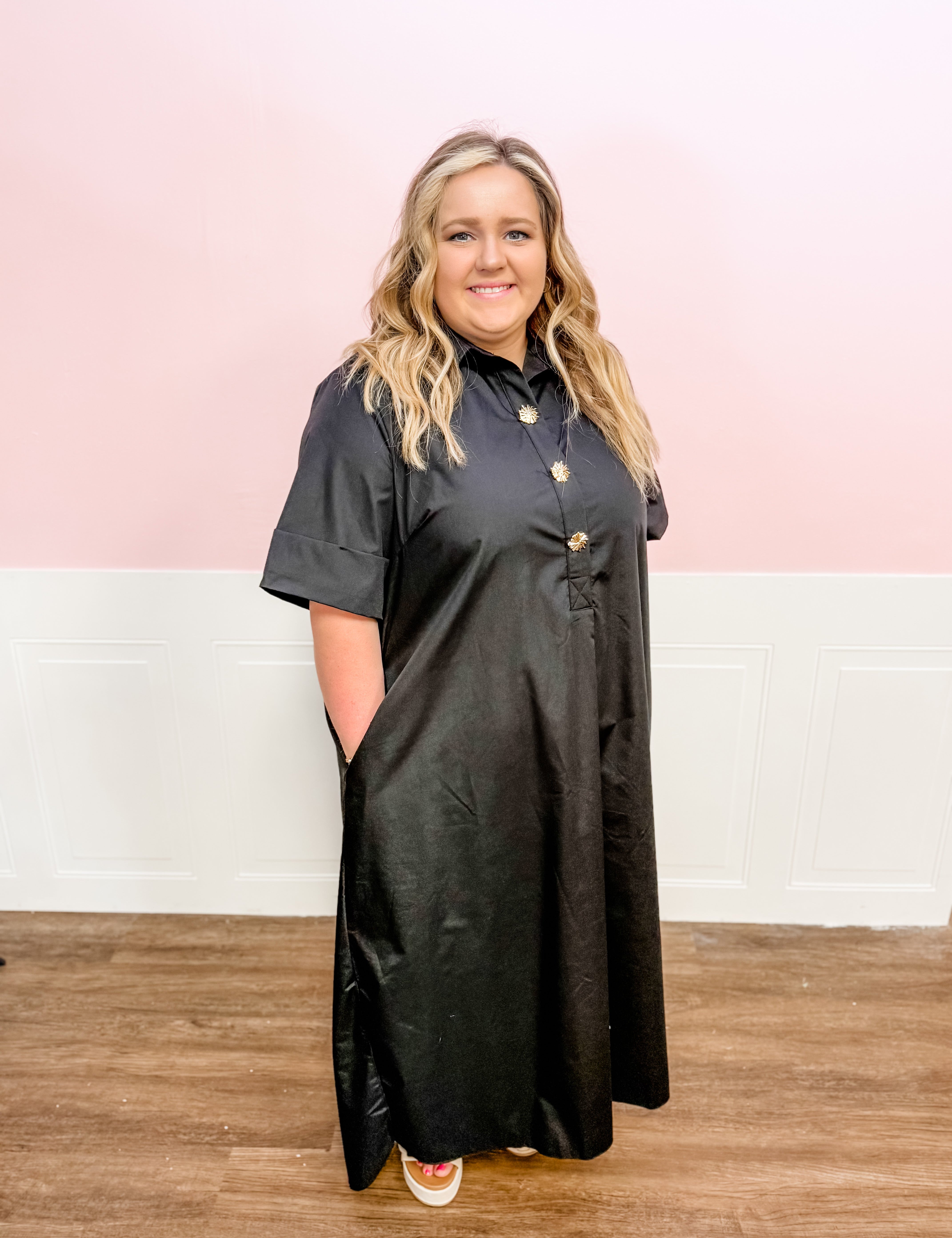 Midnight Charm Shirt Dress: Plus Size - Just a Small Town Girl
