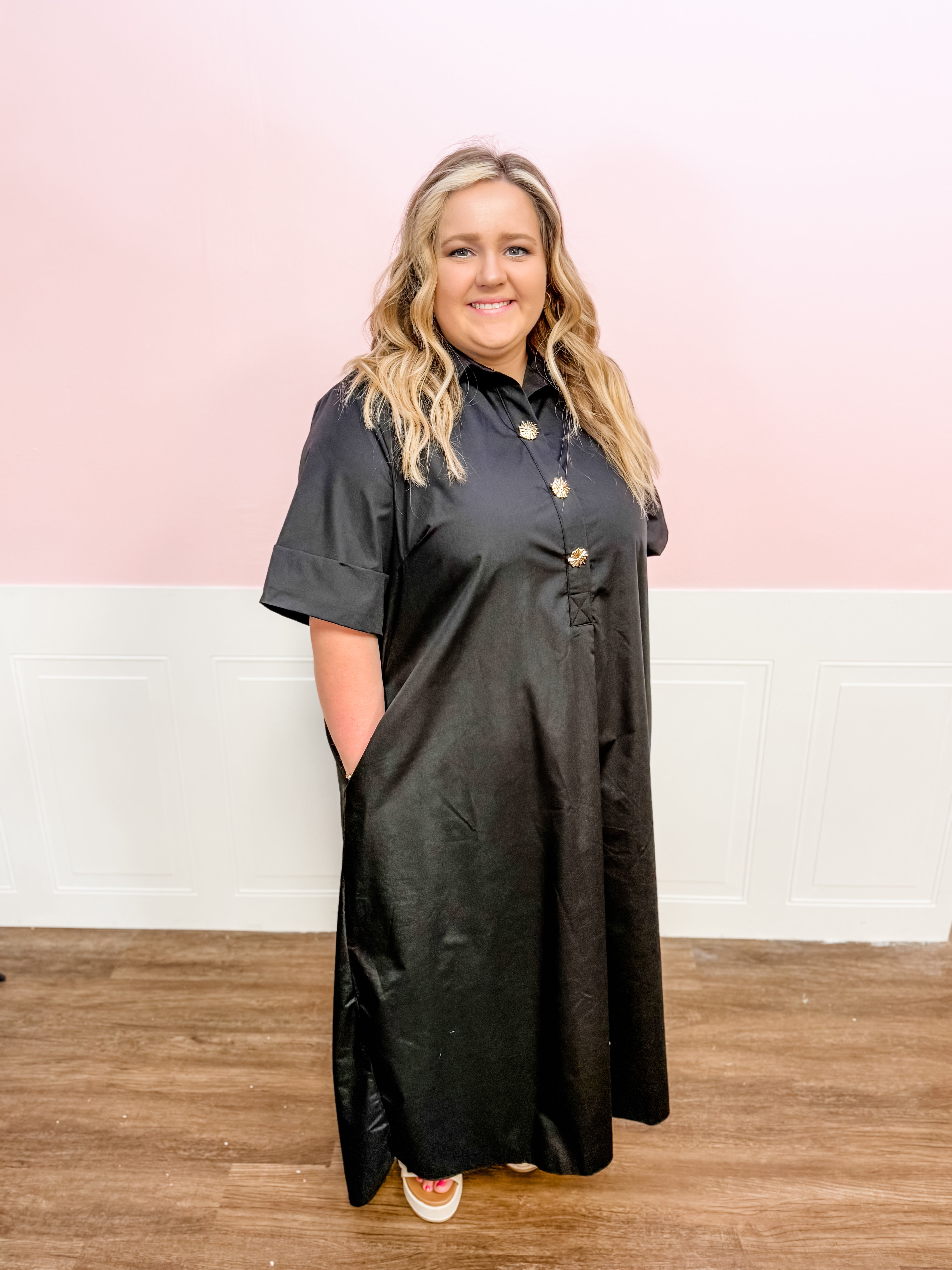Midnight Charm Shirt Dress: Plus Size - Just a Small Town Girl