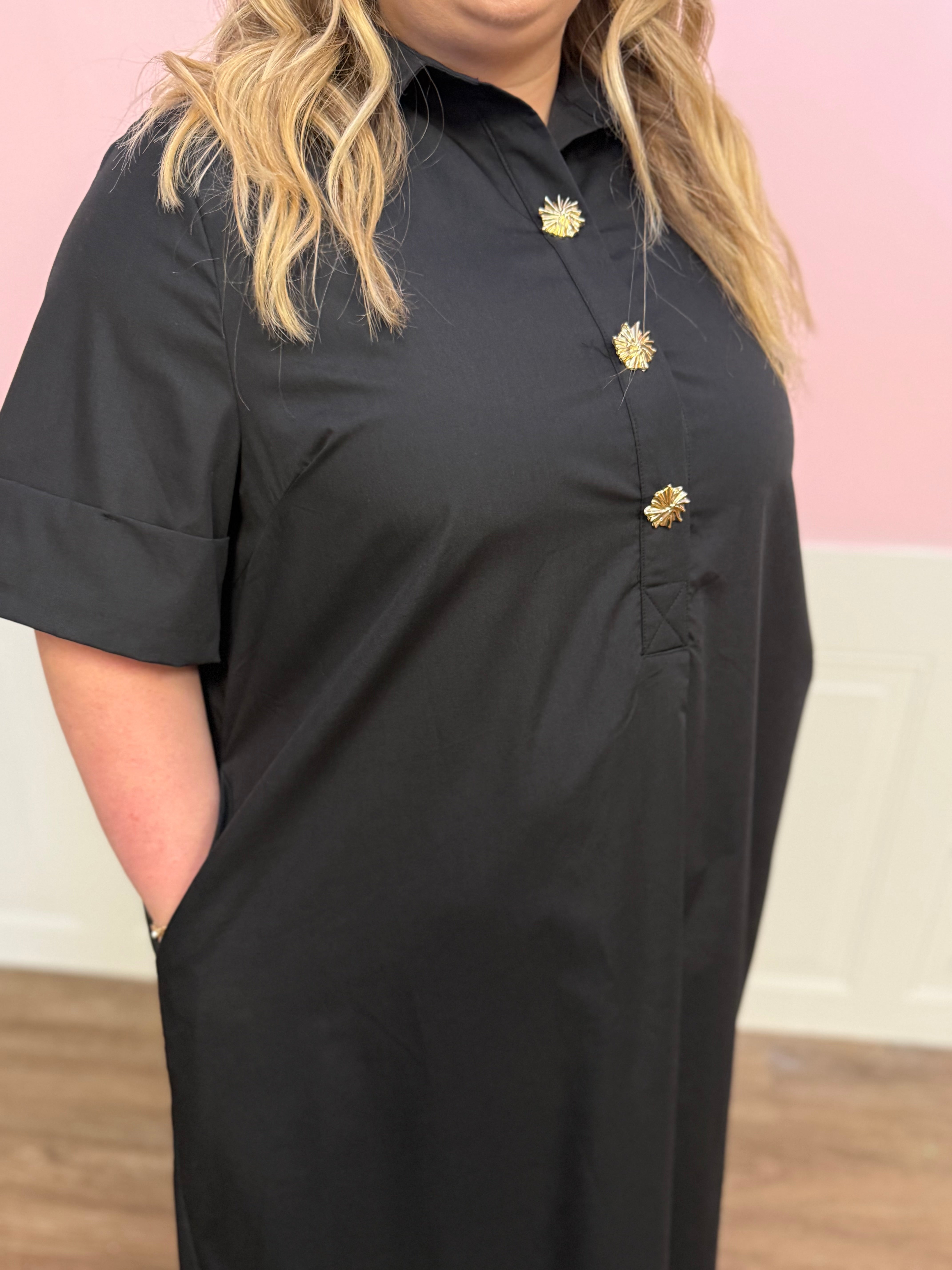 Midnight Charm Shirt Dress: Plus Size - Just a Small Town Girl