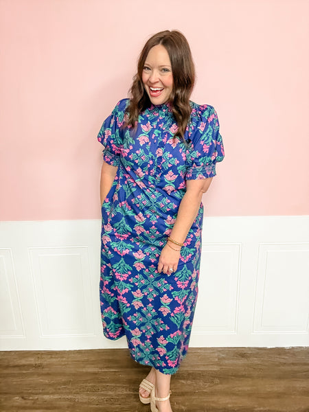 Midnight Garden Puff - Sleeve Dress - Just a Small Town Girl