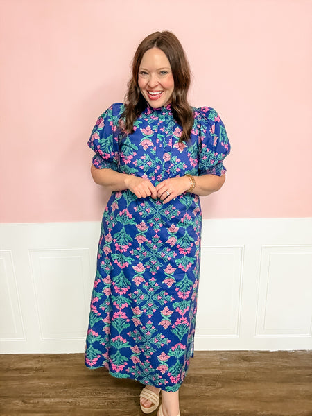 Midnight Garden Puff - Sleeve Dress - Just a Small Town Girl