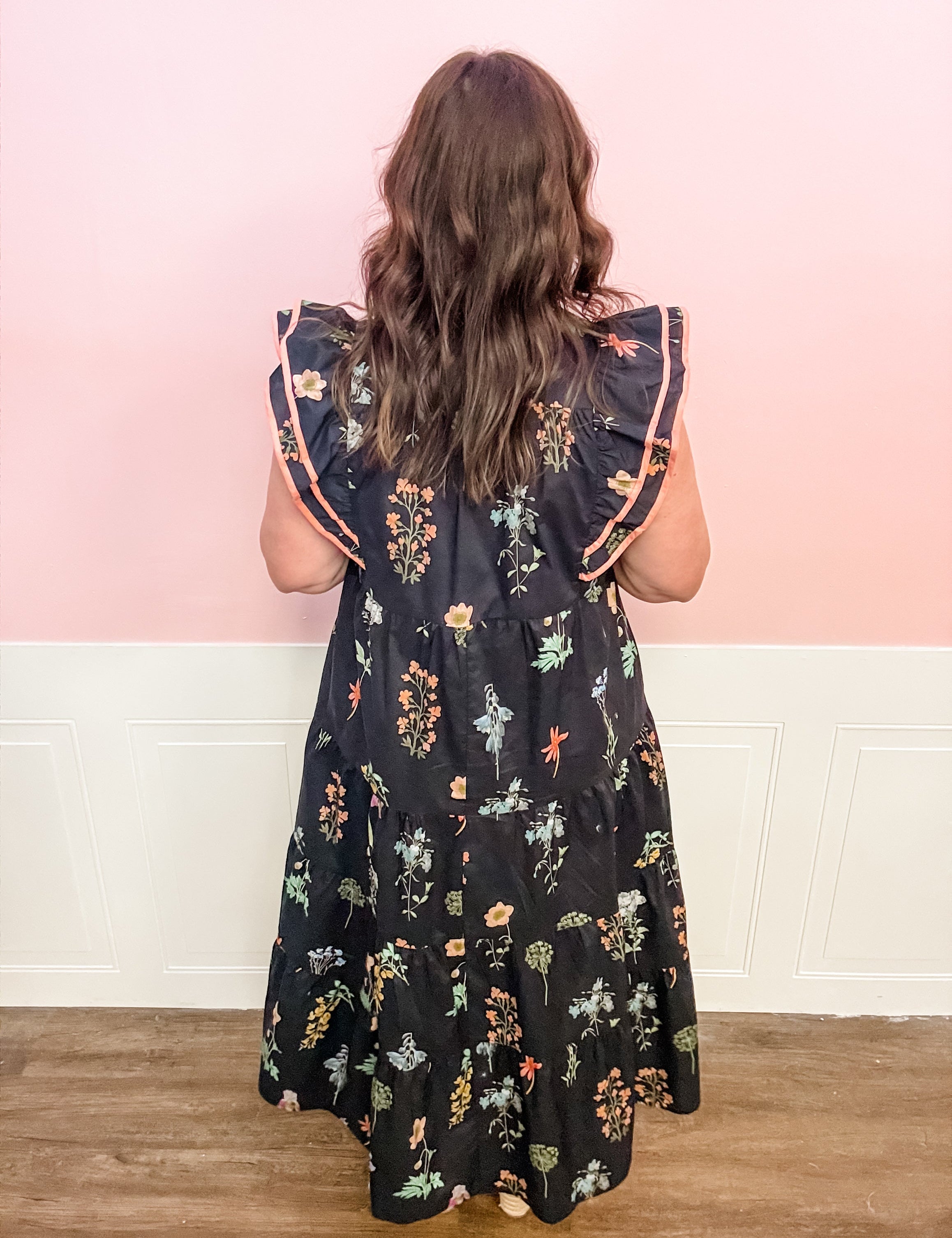 Midnight Garden Ruffle Maxi Dress - Just a Small Town Girl