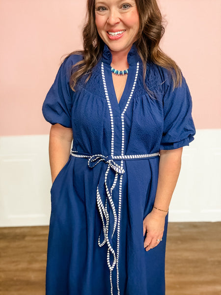 Midnight Harbor Tie - Waist Dress - Just a Small Town Girl